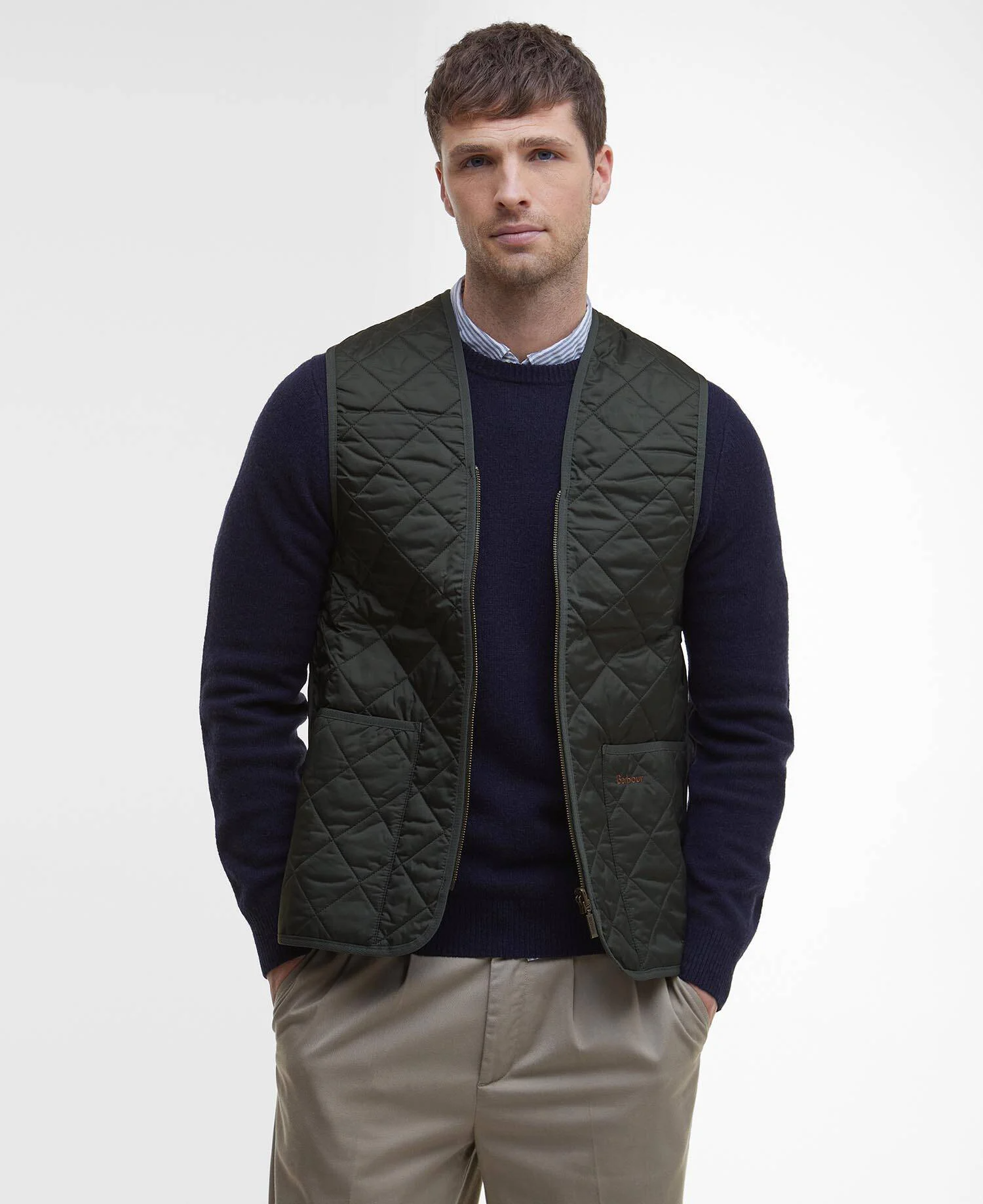Gilet trapuntato/fodera con zip MLI0001 MLI GN92 BARBOUR Olive/classic 