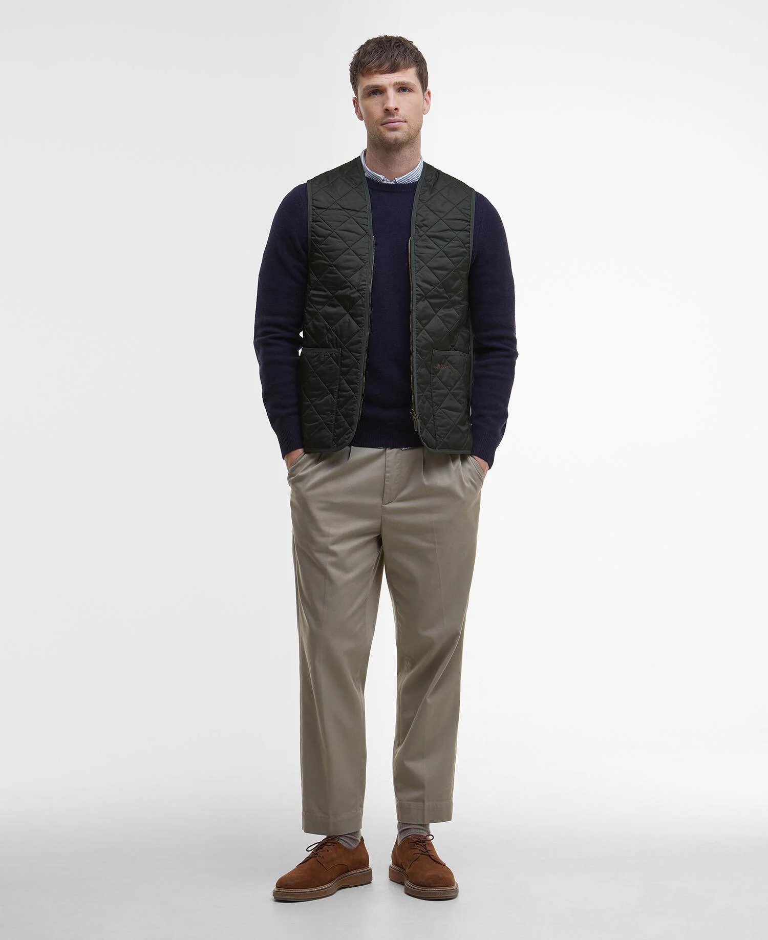 Gilet trapuntato/fodera con zip MLI0001 MLI GN92 BARBOUR Olive/classic 