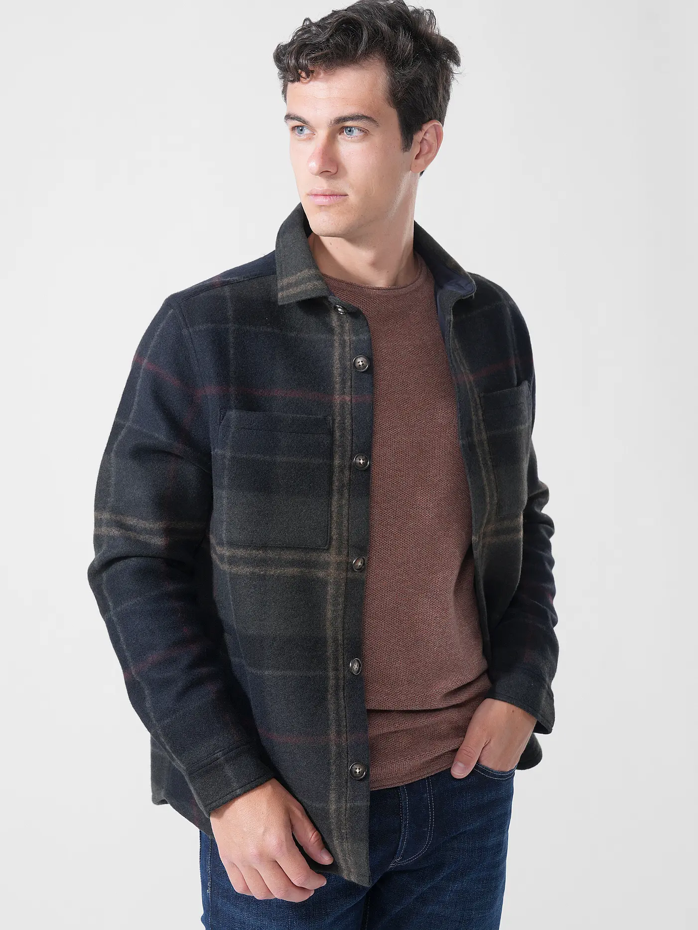 Overshirt in lana MOS0511 MOS TN43 BARBOUR Shadow classic tartan 