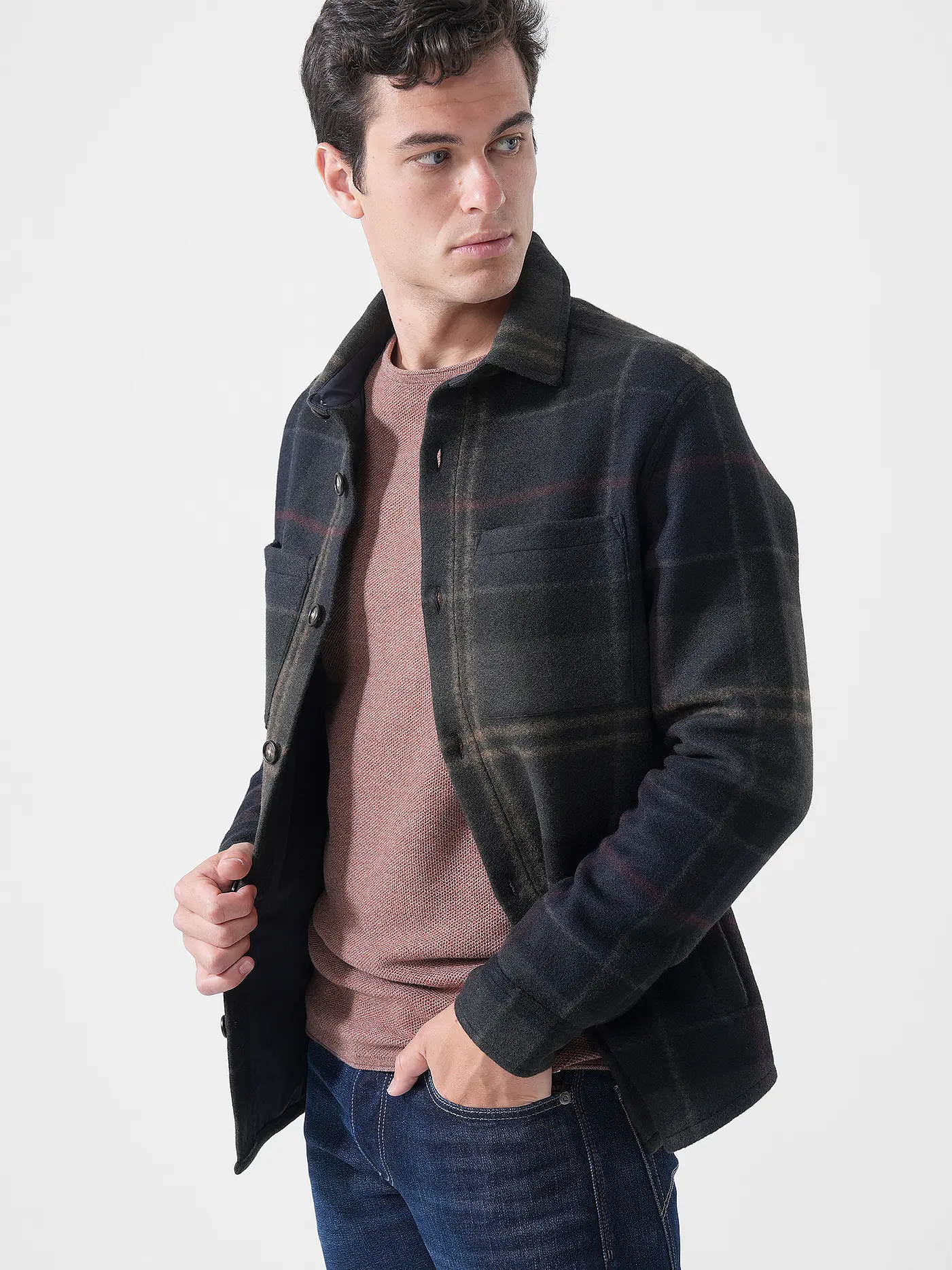 Overshirt in lana MOS0511 MOS TN43 BARBOUR Shadow classic tartan 