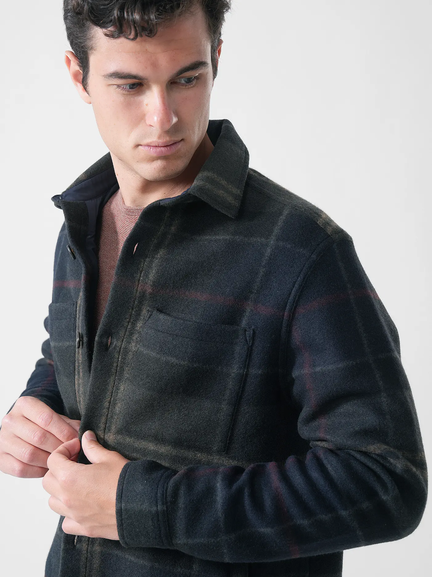 Overshirt in lana MOS0511 MOS TN43 BARBOUR Shadow classic tartan 