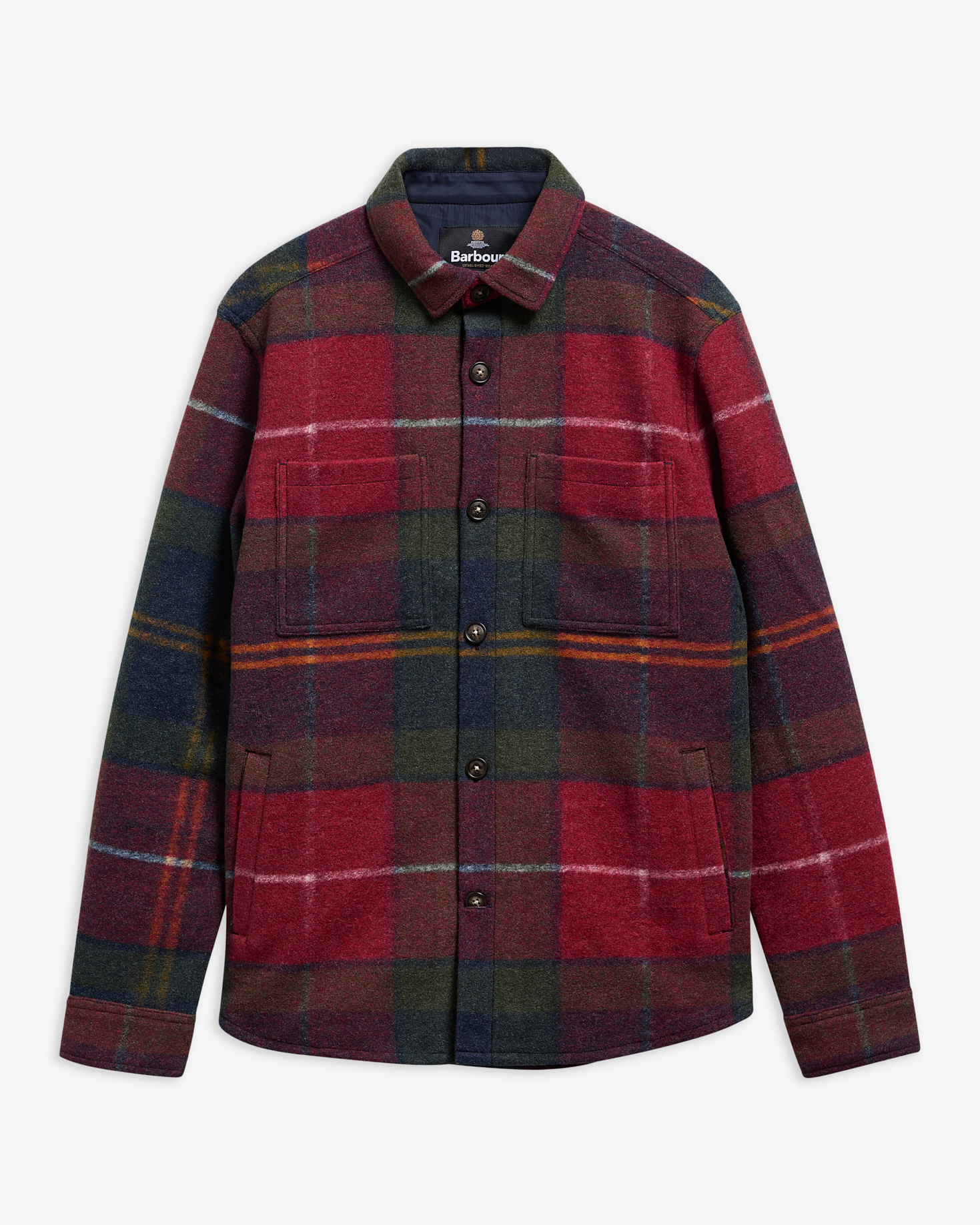 Overshirt in lana MOS0511 MOS TN69 BARBOUR Winter berry tartan 