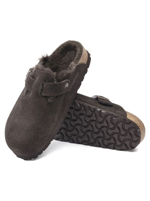 Sabot in suede con pelliccia BOSTON SHEARLING 1020529 MOCCA BIRKENSTOCK Mocca 
