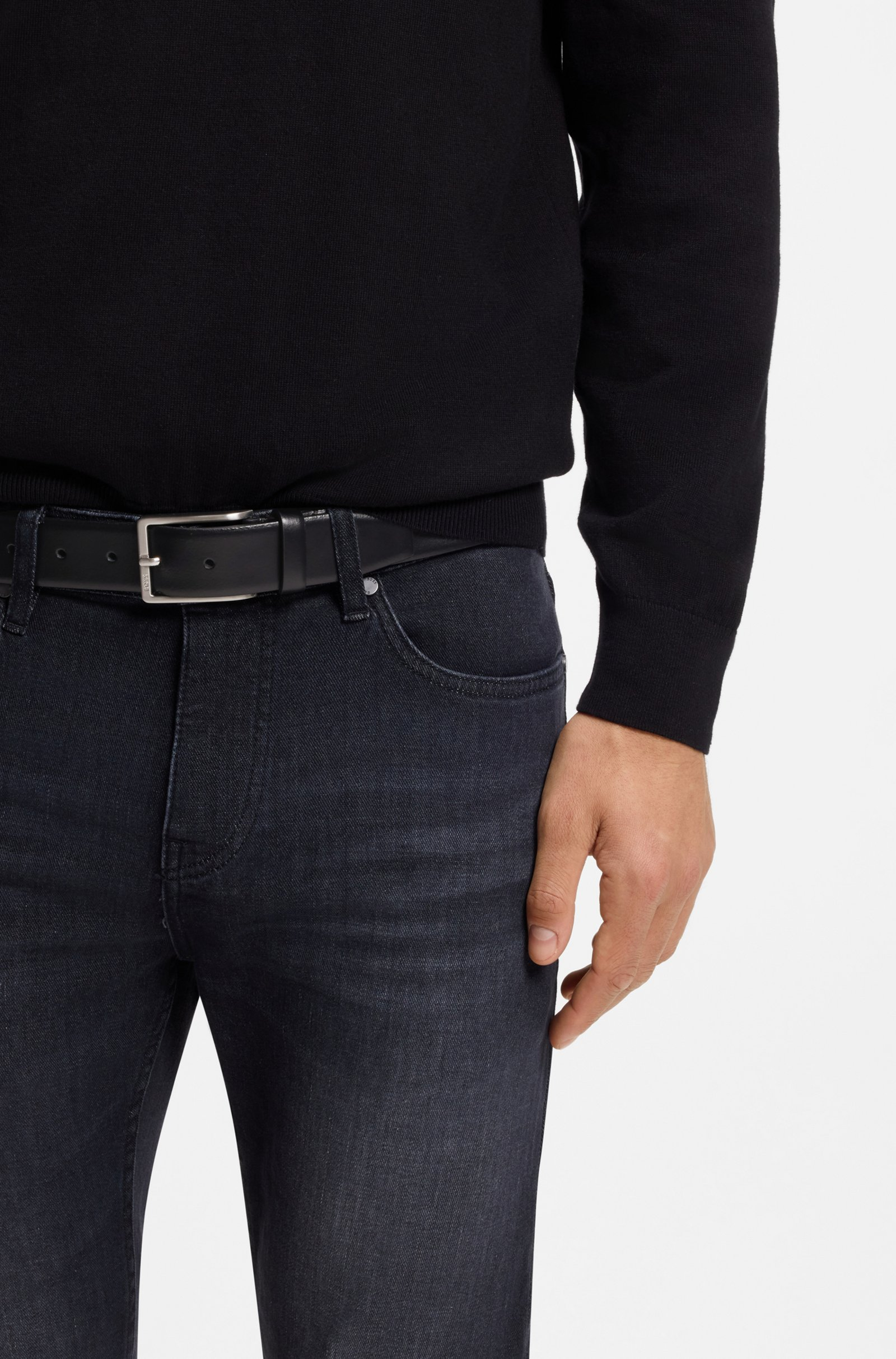Cintura in pelle con dettagli in metallo 50491834 10249587 01 001 BOSS Black 