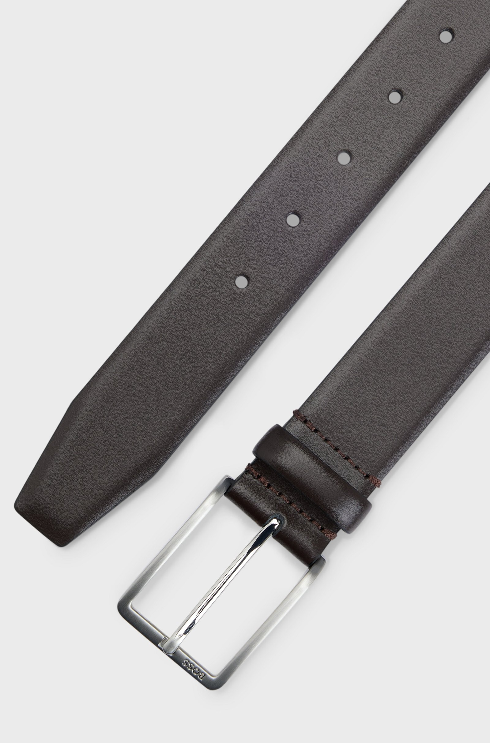 Cintura in pelle con dettagli in metallo 50491834 10249587 01 205 BOSS Dark brown 