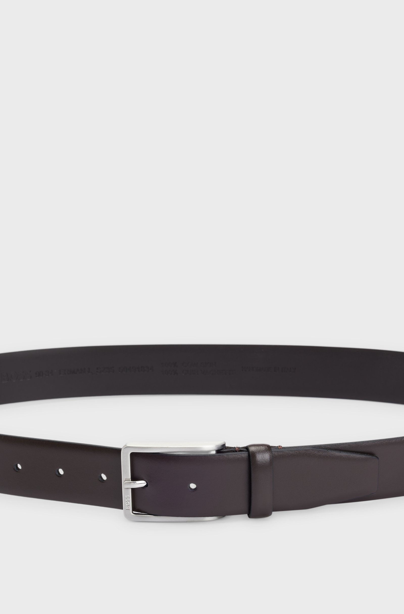 Cintura in pelle con dettagli in metallo 50491834 10249587 01 205 BOSS Dark brown 