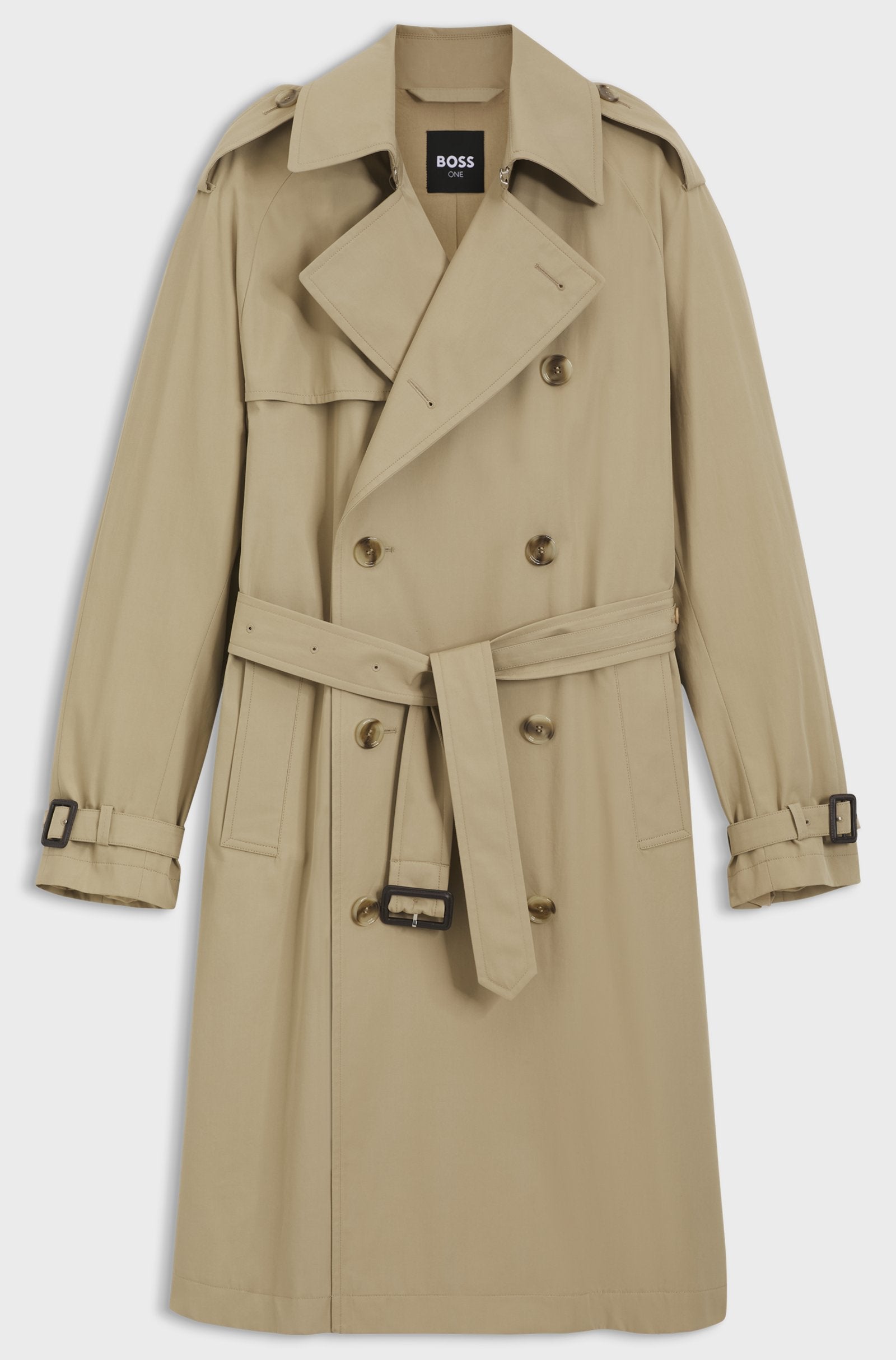 Trench idrorepellente in twill di cotone 50564567 10281097 01 255 BOSS Dark beige 