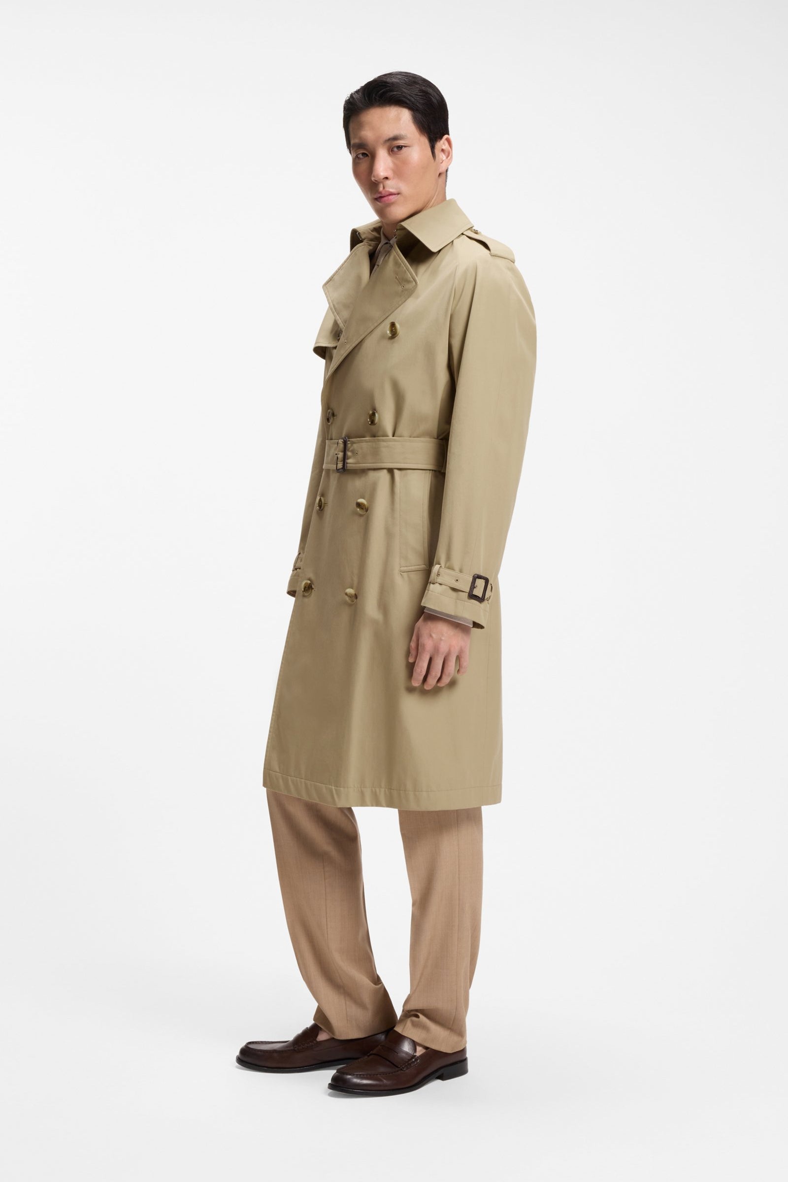 Trench idrorepellente in twill di cotone 50564567 10281097 01 255 BOSS Dark beige 