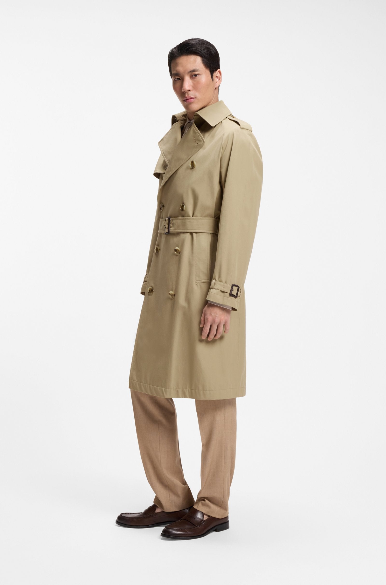 Trench idrorepellente in twill di cotone 50564567 10281097 01 255 BOSS Dark beige 