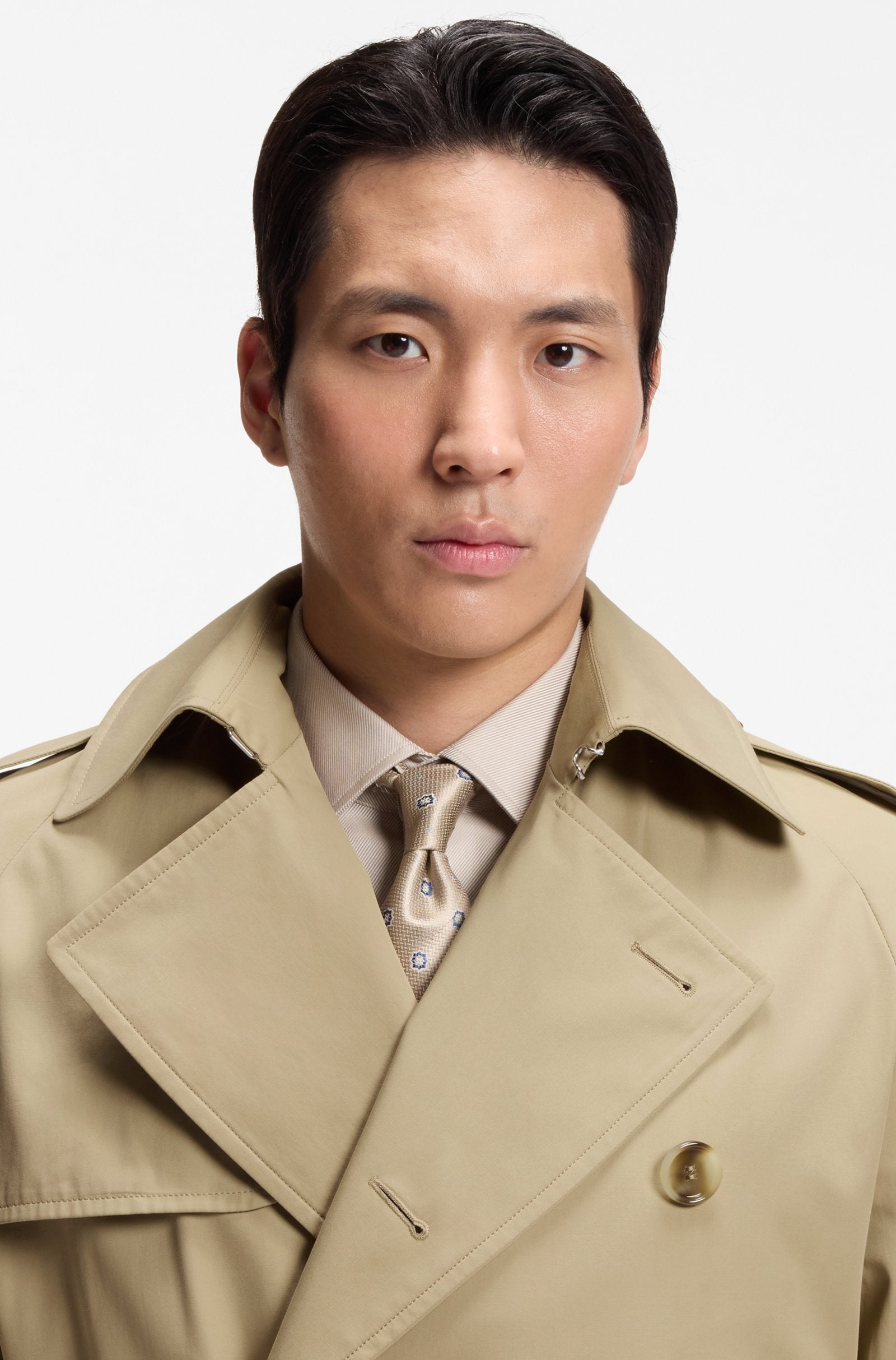 Trench idrorepellente in twill di cotone 50564567 10281097 01 255 BOSS Dark beige 