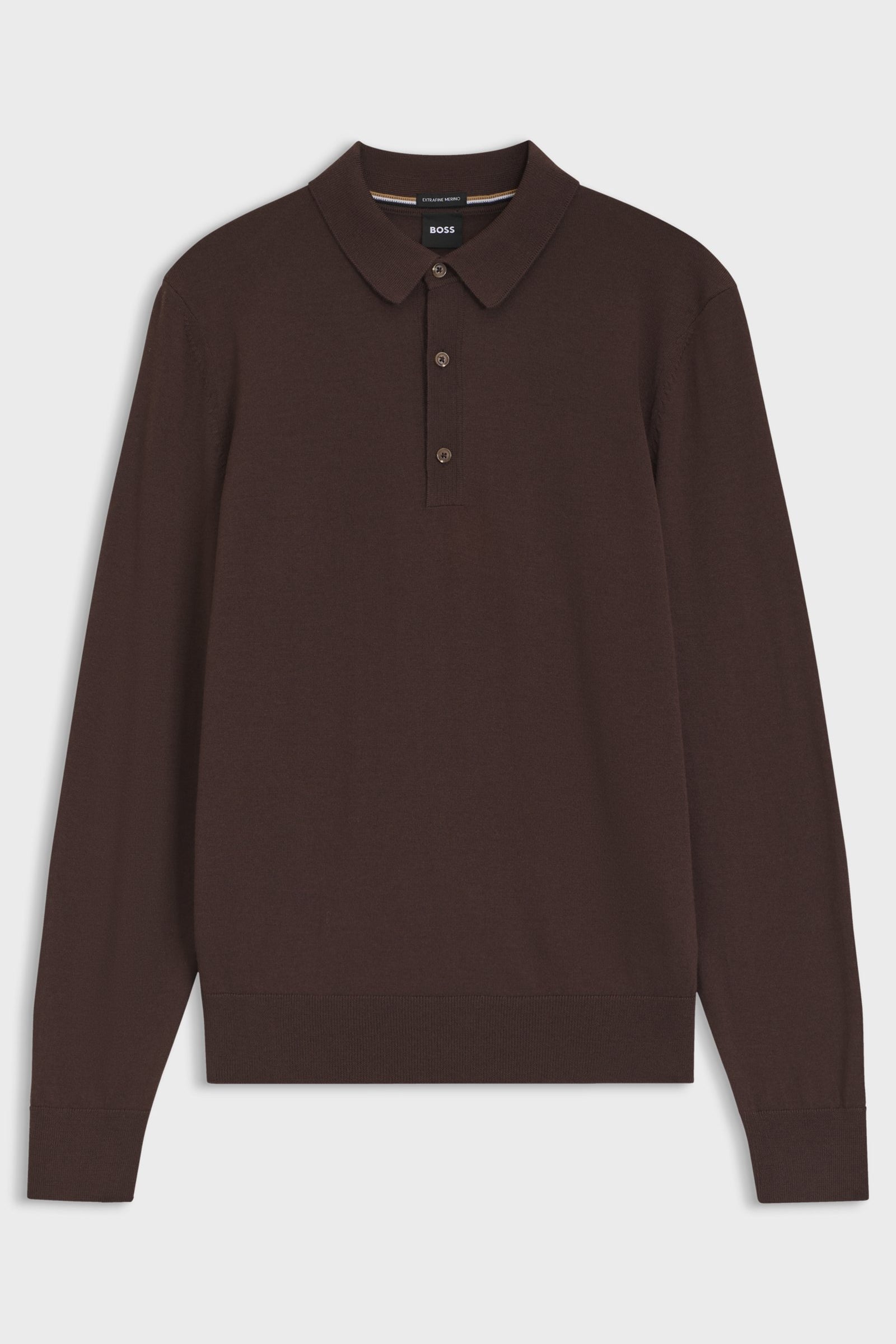 Polo in maglia di lana merino dalla vestibilità regolare 50565503 10280691 01 209 BOSS Dark brown 
