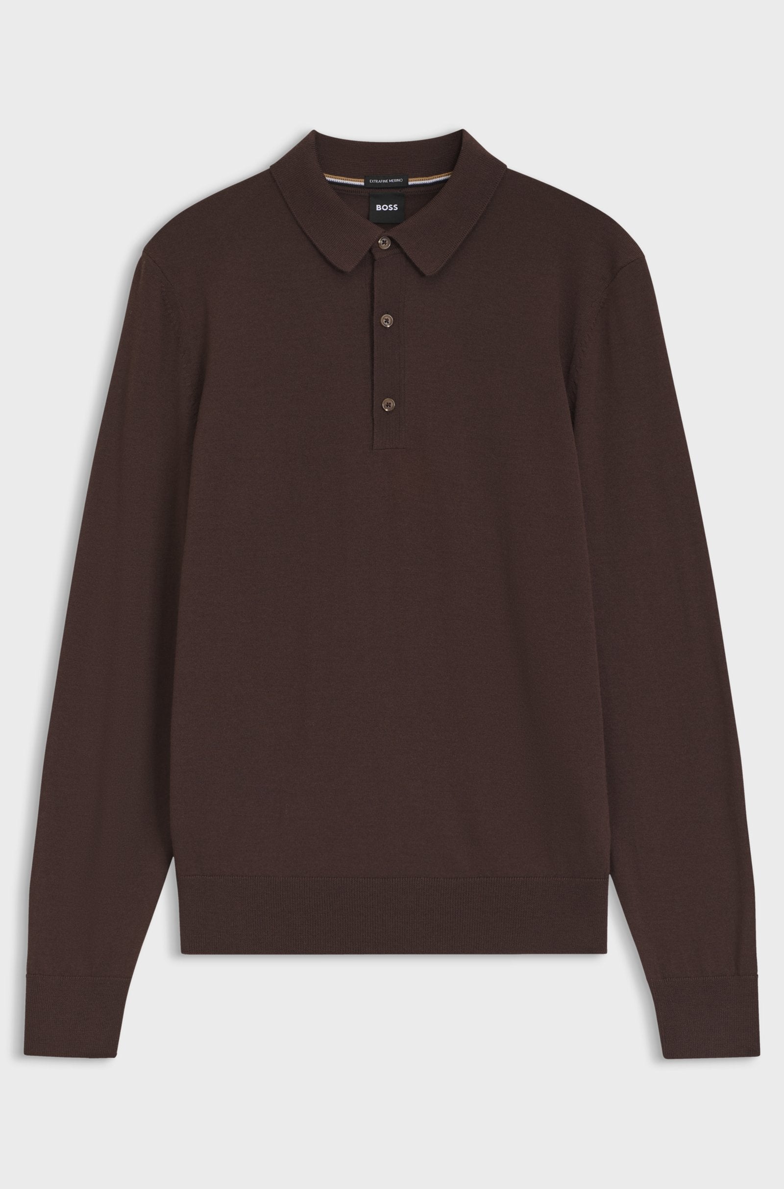 Polo in maglia di lana merino dalla vestibilità regolare 50565503 10280691 01 209 BOSS Dark brown 