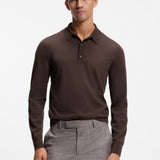Polo in maglia di lana merino dalla vestibilità regolare 50565503 10280691 01 209 BOSS Dark brown 