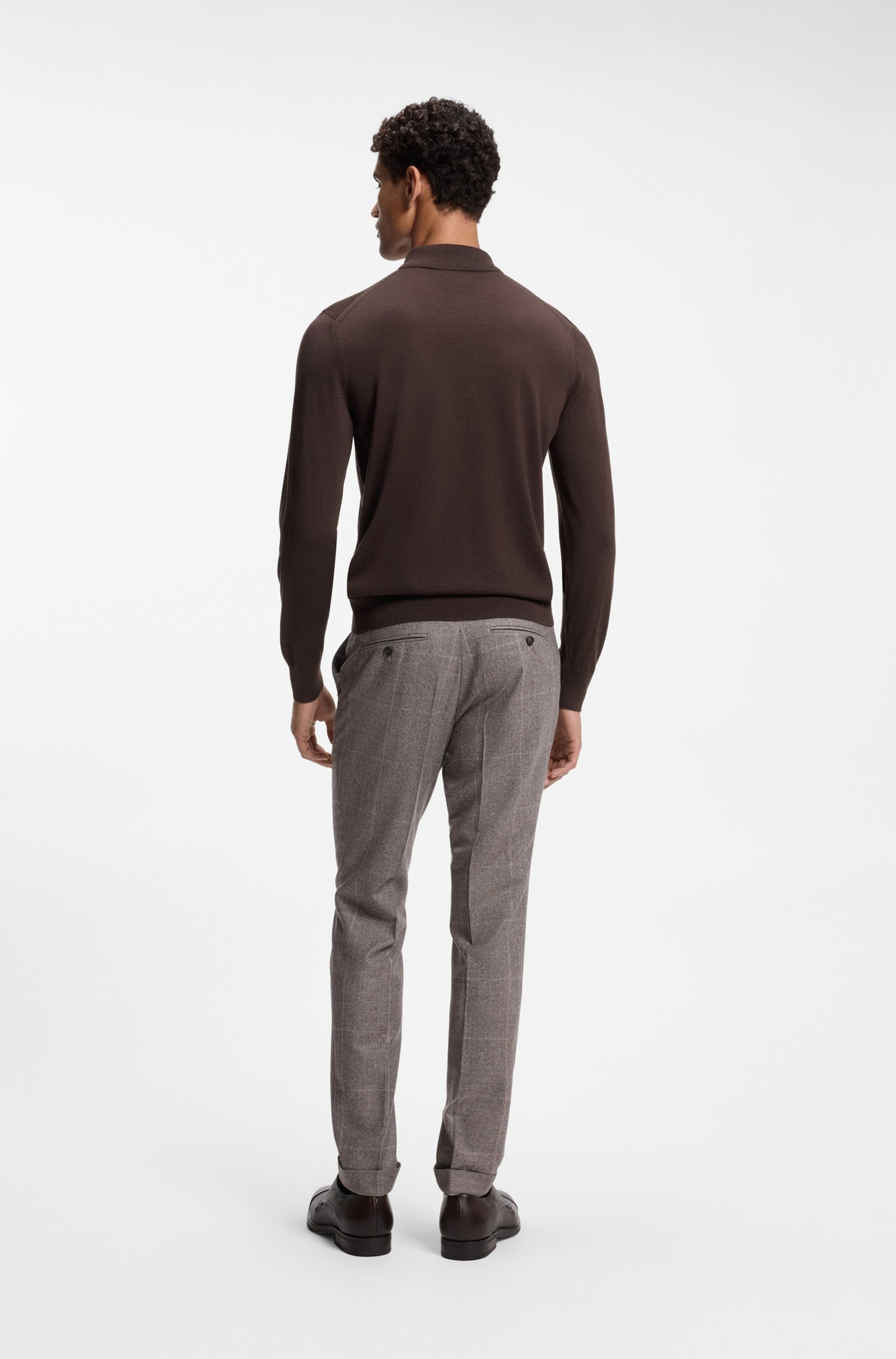Polo in maglia di lana merino dalla vestibilità regolare 50565503 10280691 01 209 BOSS Dark brown 