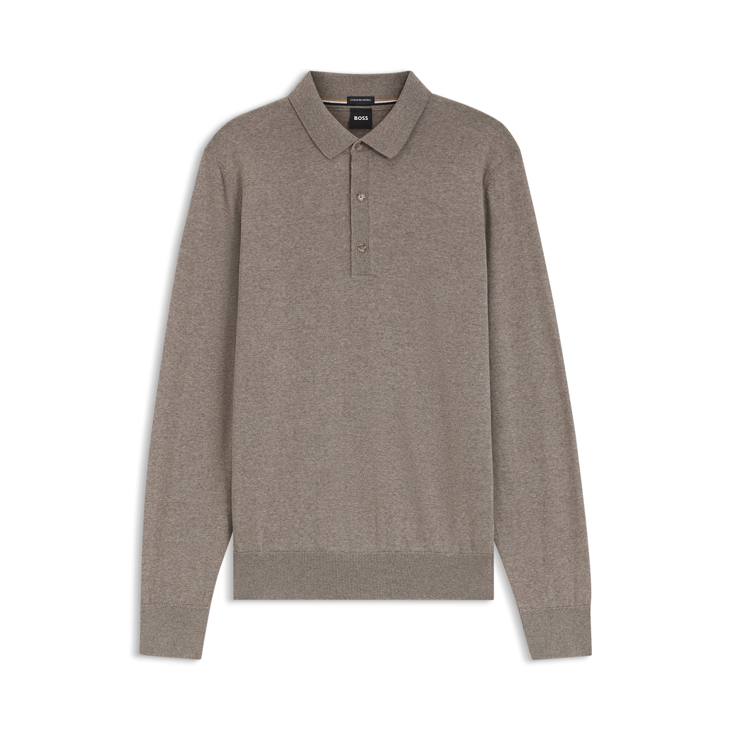 Polo in maglia di lana merino dalla vestibilità regolare 50565503 10280691 01 240 BOSS Open brown 