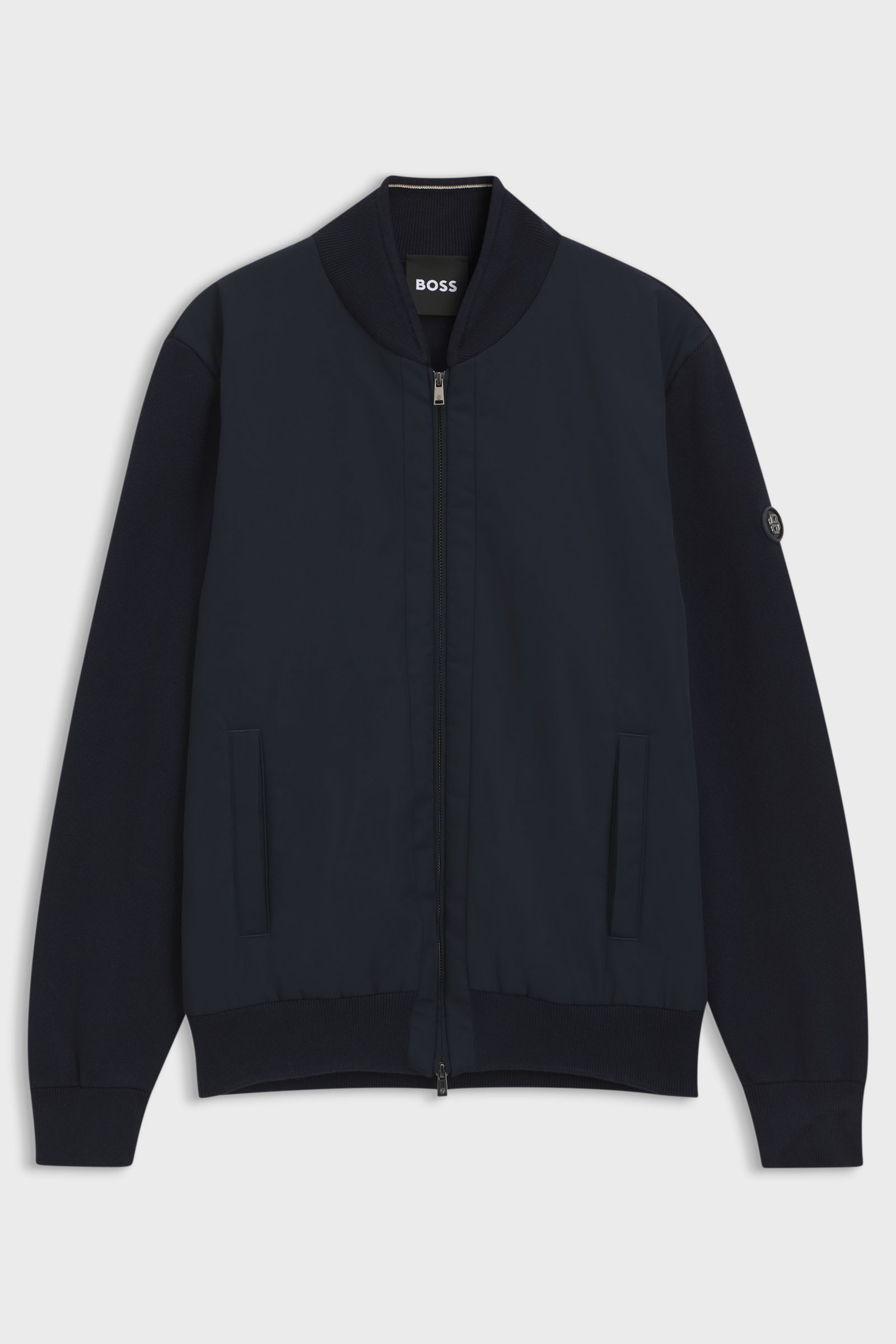Giubbotto ibrido in maglia di cotone con collo bomber 50565508 10280711 01 404 BOSS Dark blue 