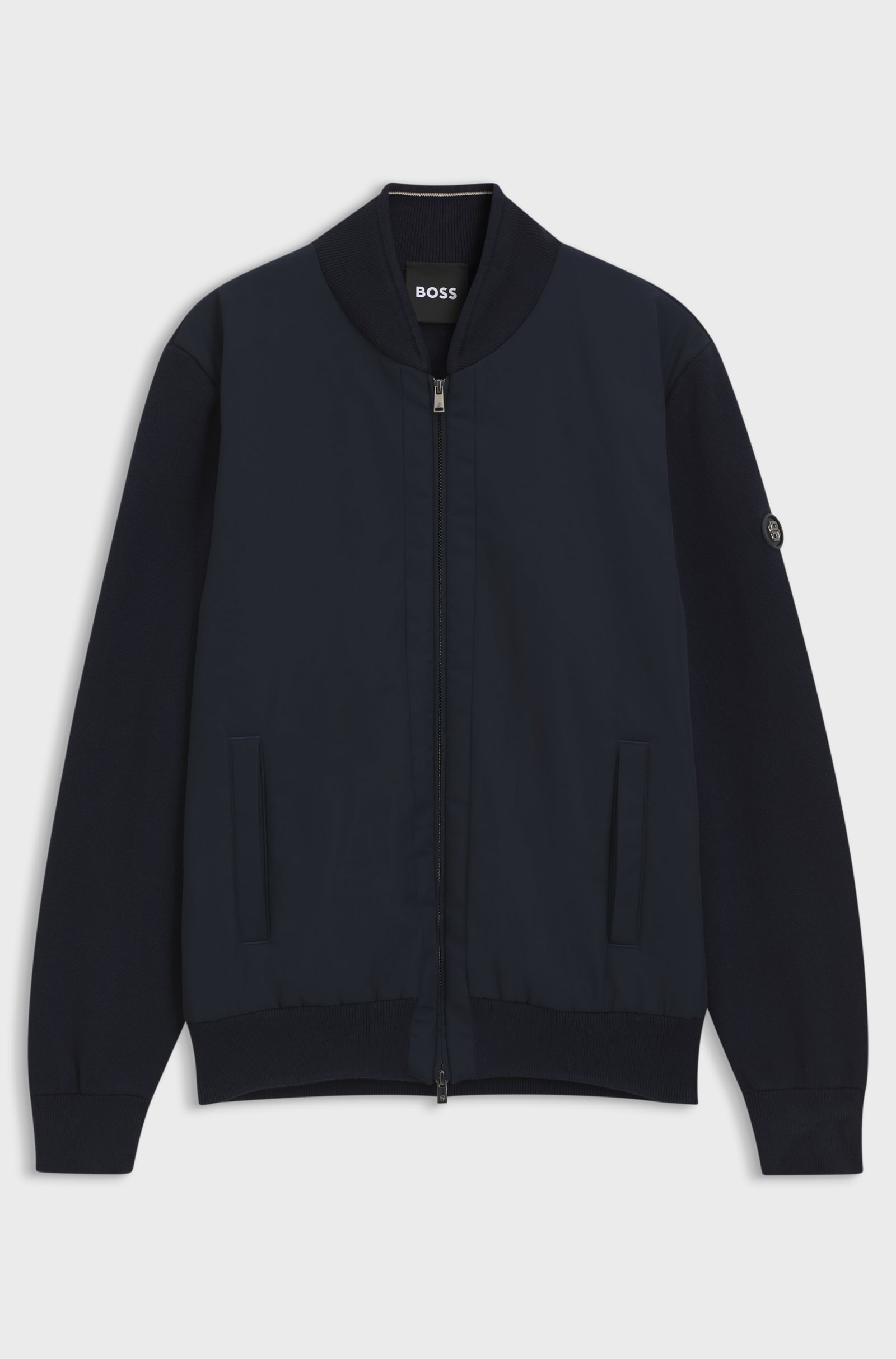 Giubbotto ibrido in maglia di cotone con collo bomber 50565508 10280711 01 404 BOSS Dark blue 