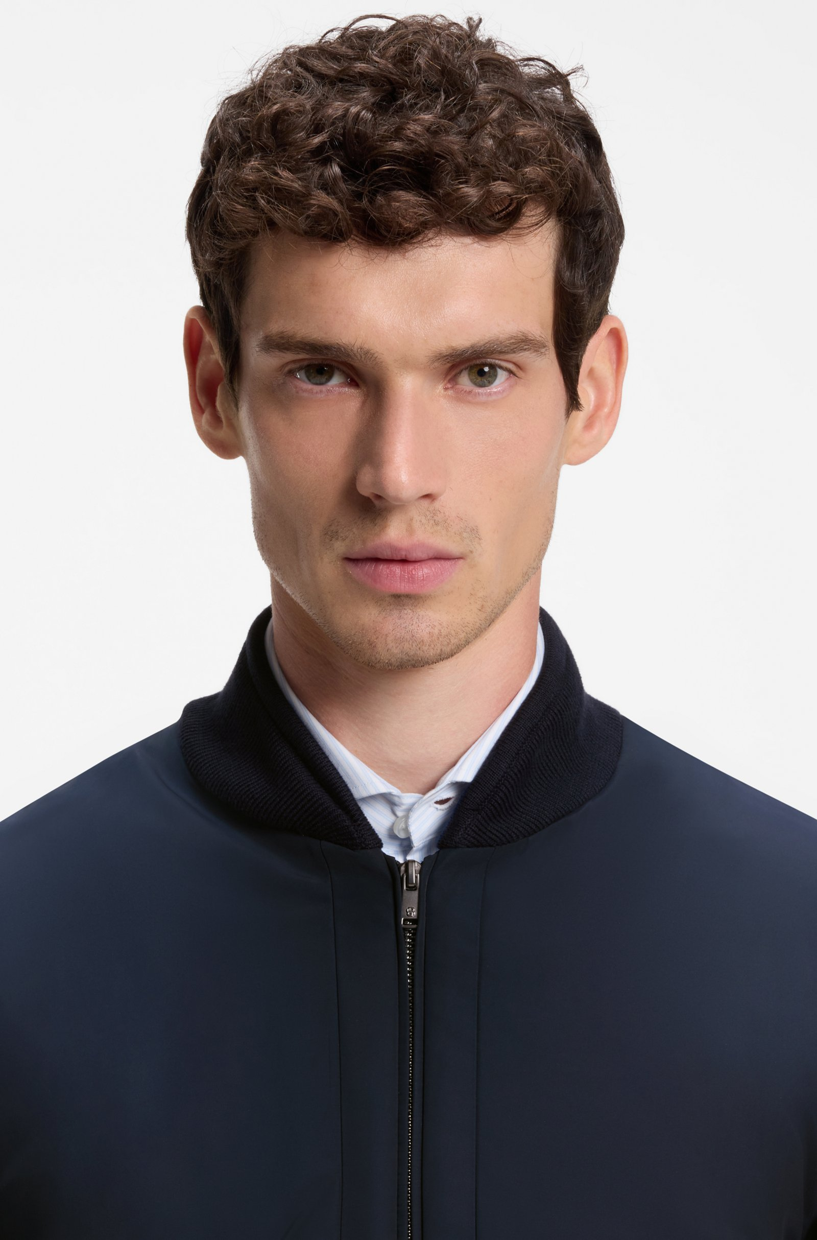 Giubbotto ibrido in maglia di cotone con collo bomber 50565508 10280711 01 404 BOSS Dark blue 