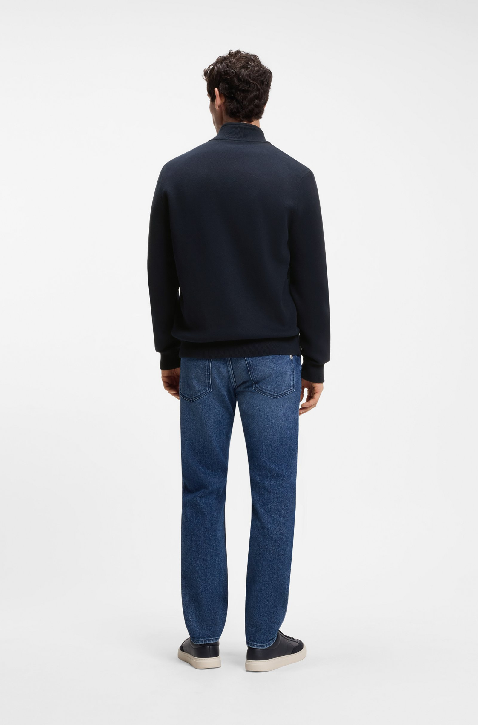Giubbotto ibrido in maglia di cotone con collo bomber 50565508 10280711 01 404 BOSS Dark blue 