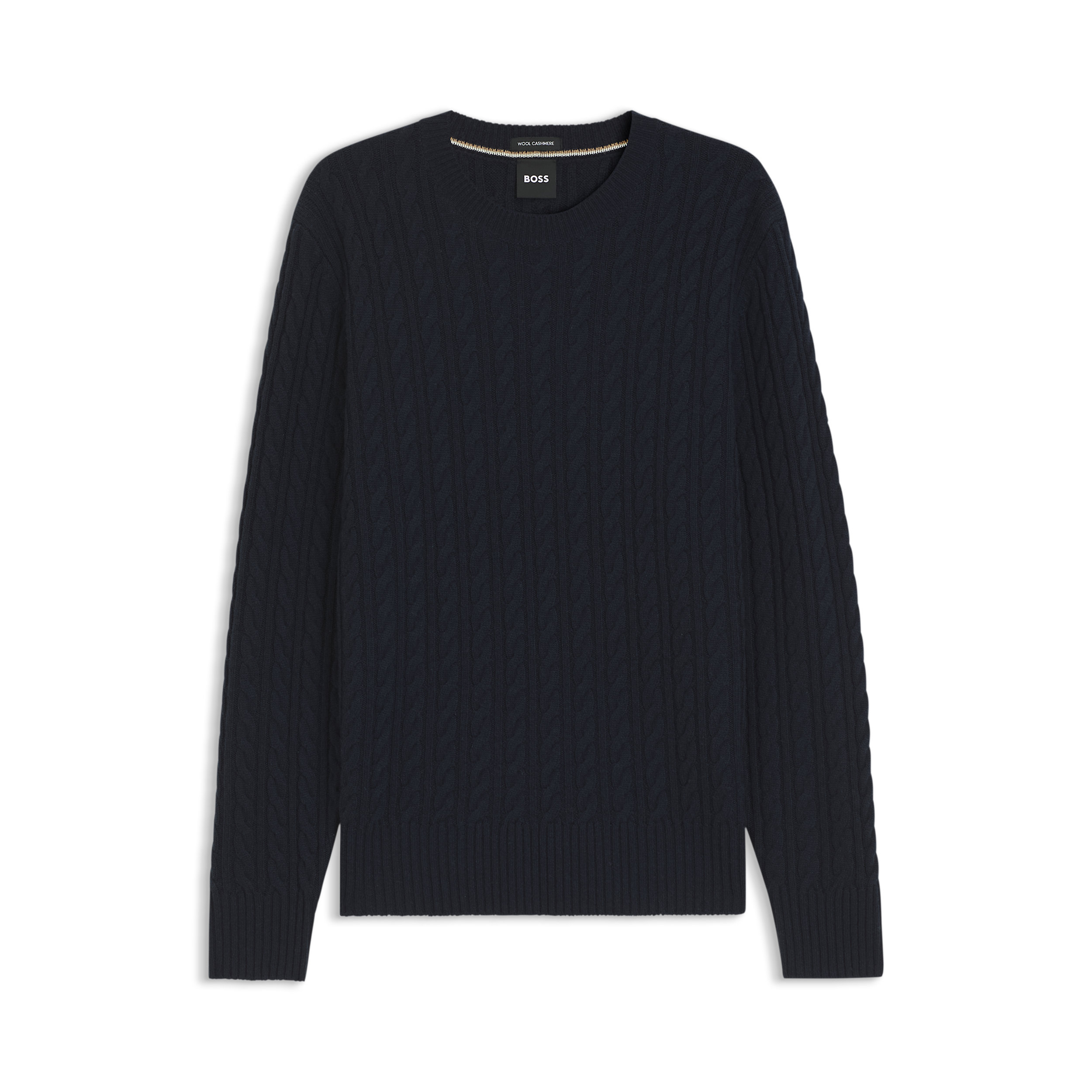 Maglia girocollo con lavorazione a treccia 50570645 10282607 01 404 BOSS Dark blue 