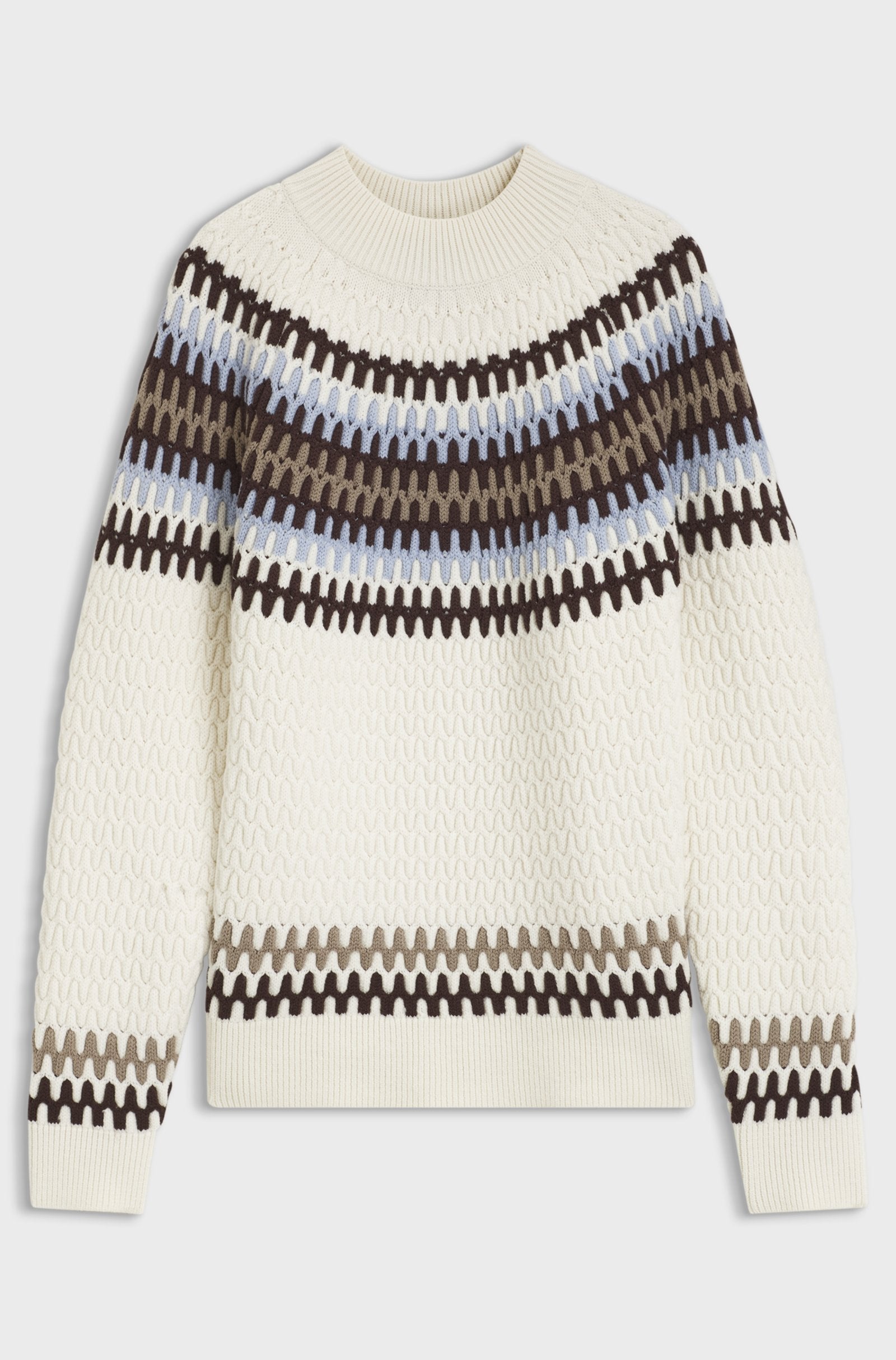 Maglione in lana vergine con motivo Fair Isle 50570654 10282630 01 118 BOSS Open white 