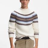 Maglione in lana vergine con motivo Fair Isle 50570654 10282630 01 118 BOSS Open white 