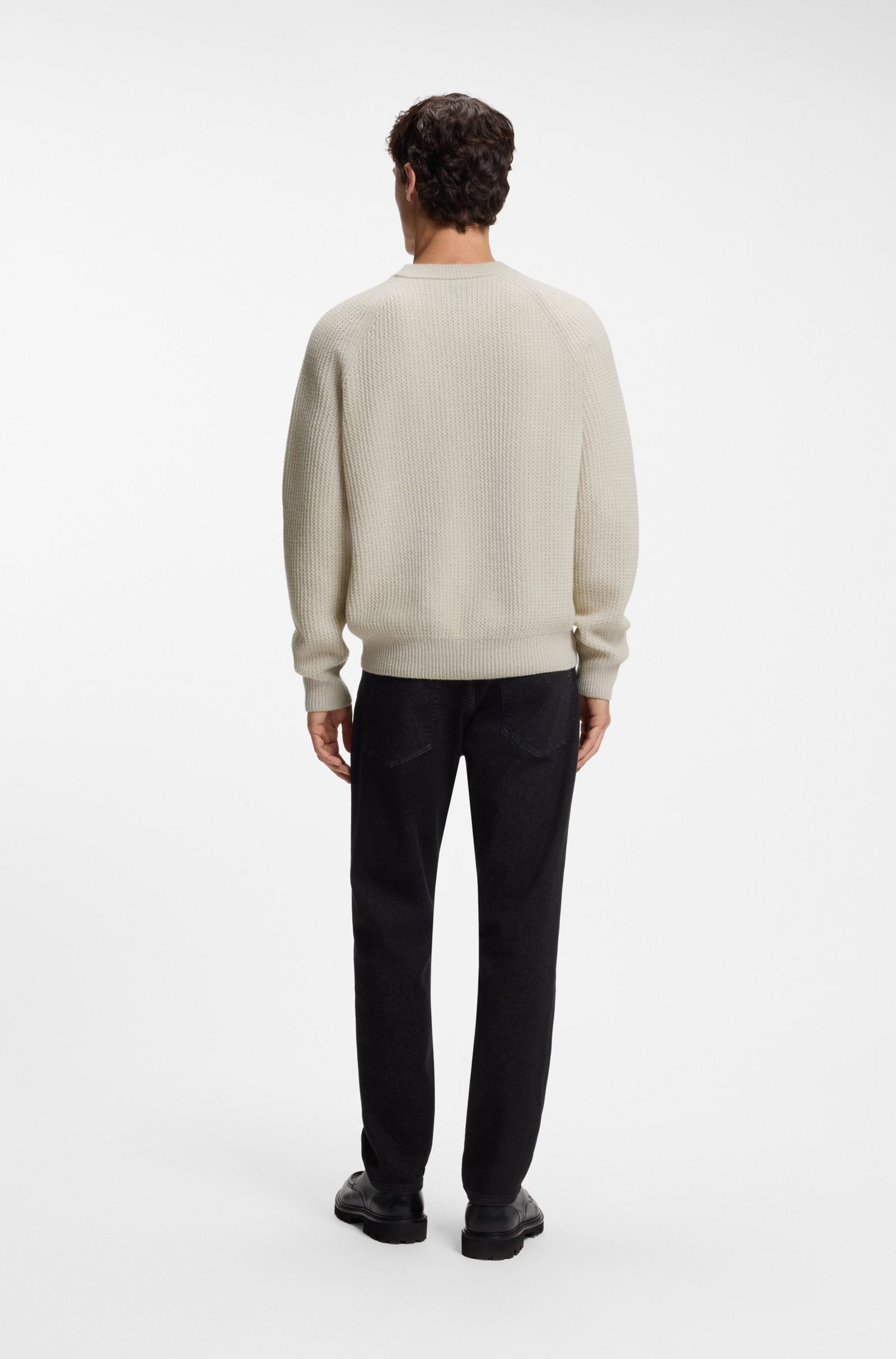 Maglione relaxed fit con lavorazione a coste a zig-zag 50571401 10283078 01 271 BOSS Light beige 