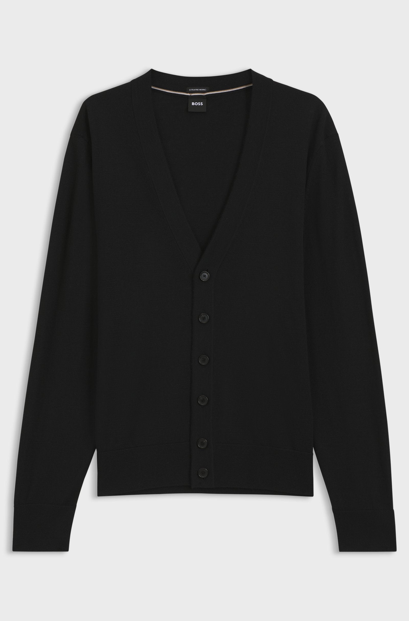 Cardigan in lana merino extrafine con bottoni 50571585 10283126 01 001 BOSS Black 