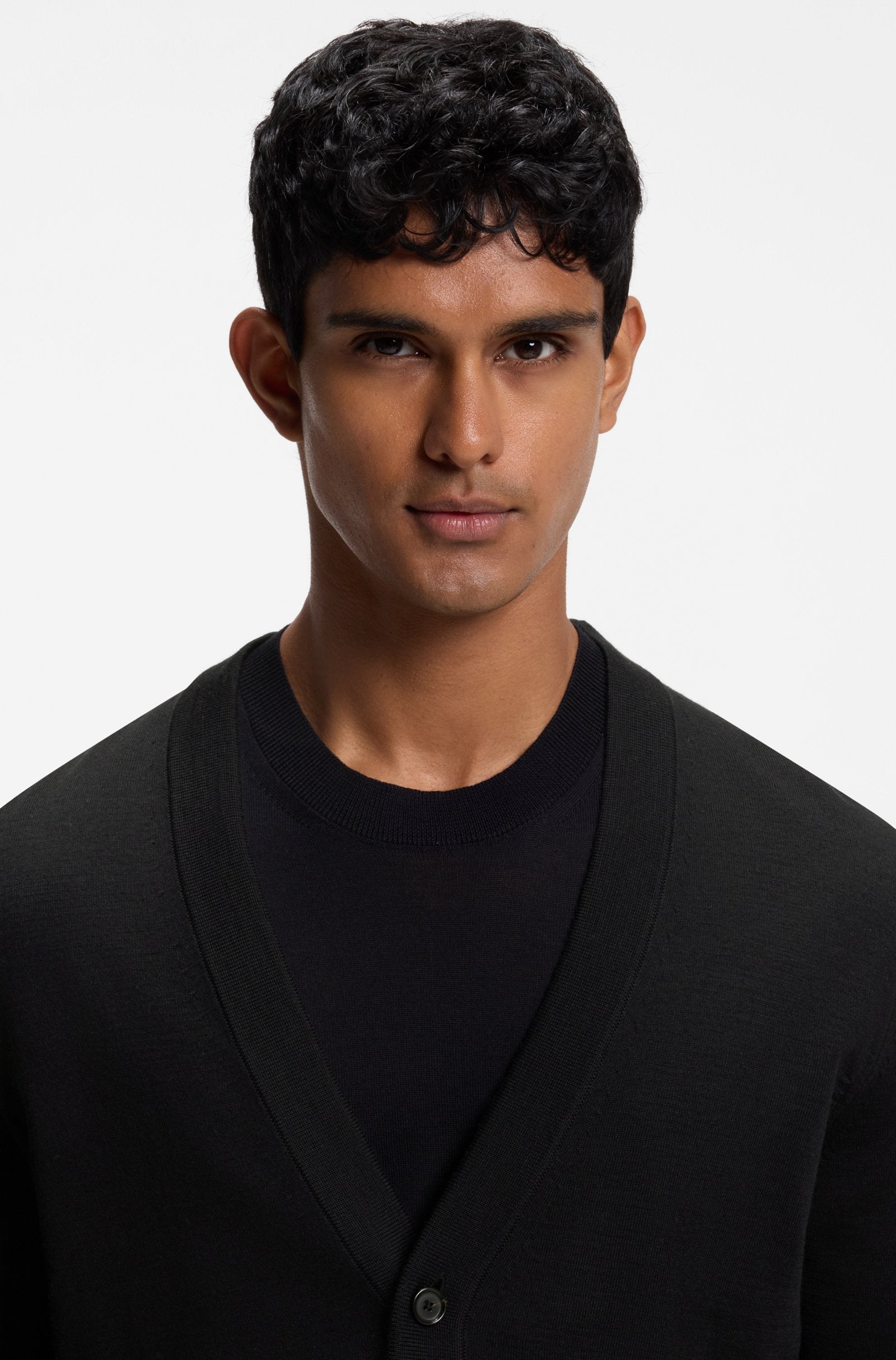 Cardigan in lana merino extrafine con bottoni 50571585 10283126 01 001 BOSS Black 