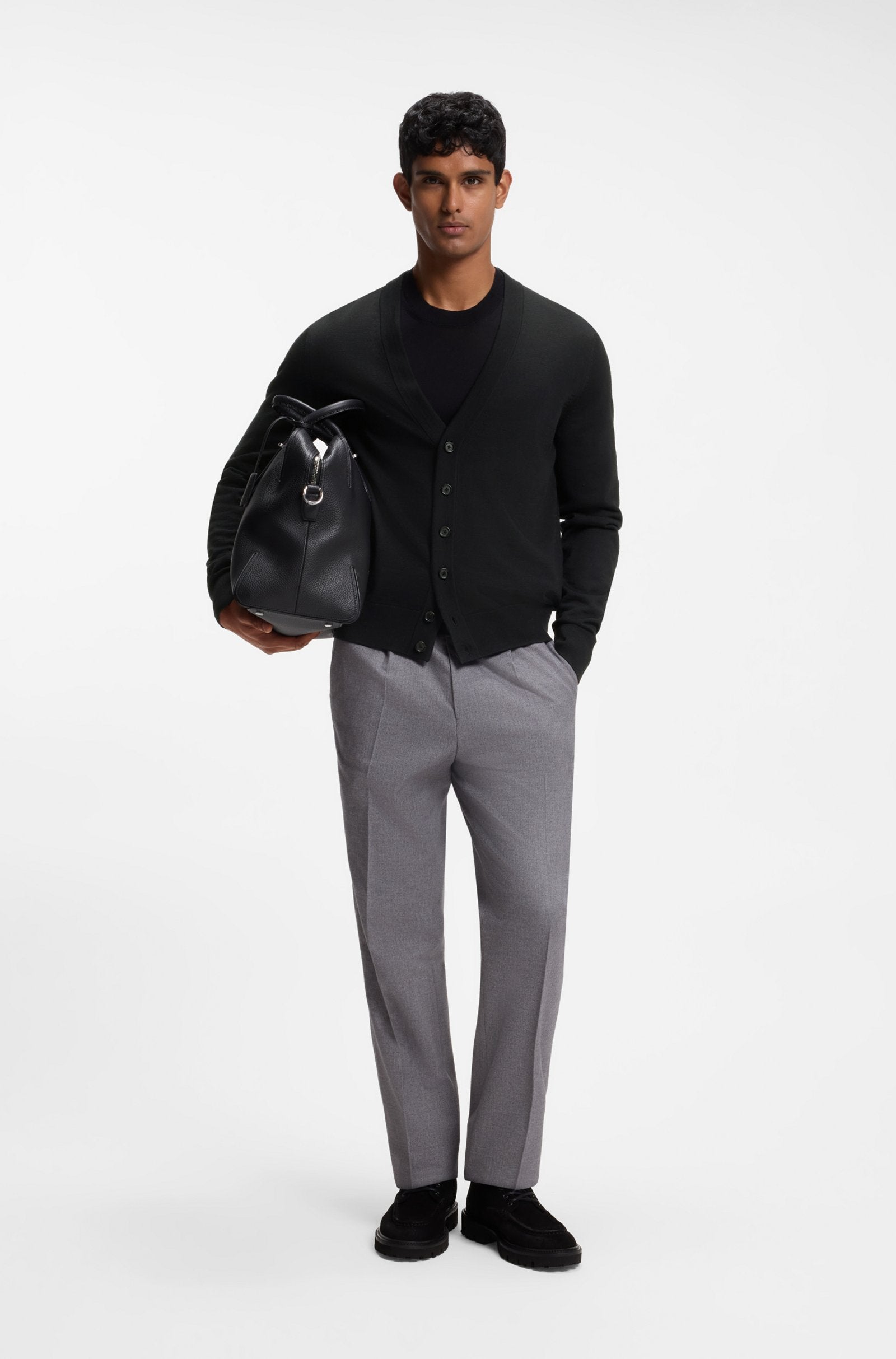 Cardigan in lana merino extrafine con bottoni 50571585 10283126 01 001 BOSS Black 