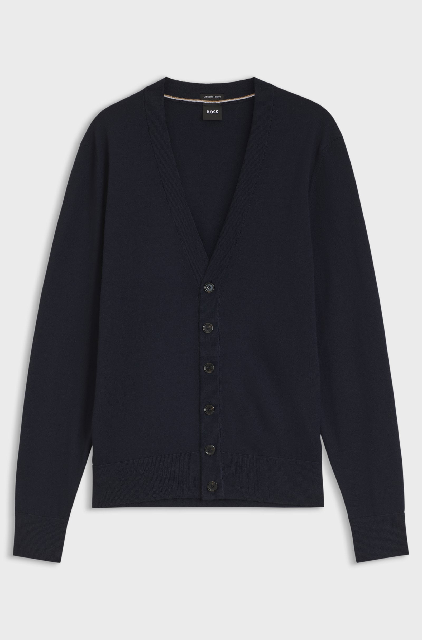 Cardigan in lana merino extrafine con bottoni 50571585 10283126 01 404 BOSS Dark blue 