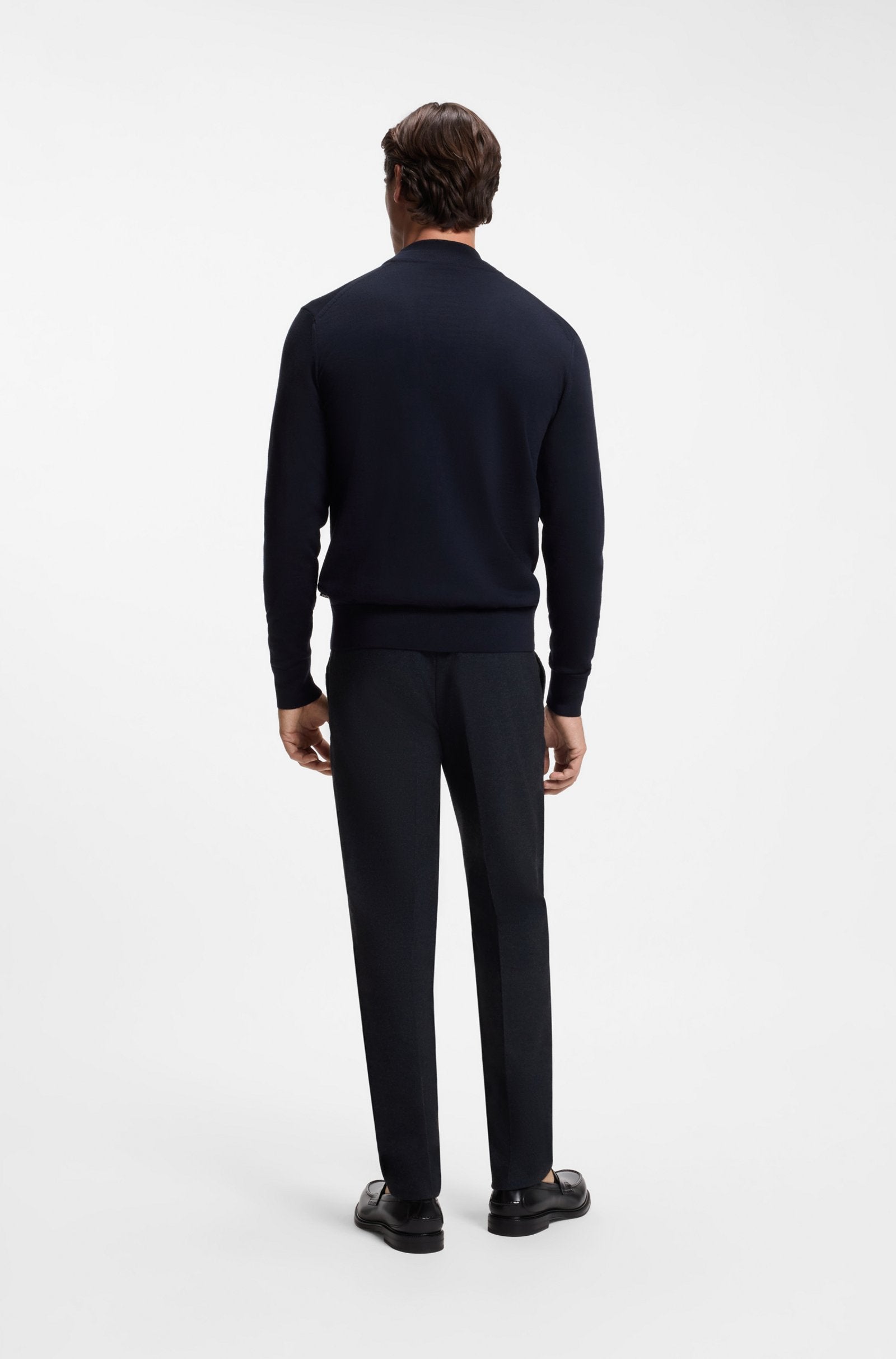 Cardigan in lana merino extrafine con bottoni 50571585 10283126 01 404 BOSS Dark blue 
