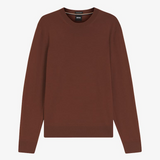 Maglia girocollo in lana merinos con logo ricamato 50571914 10283210 01 212 BOSS Medium brown 