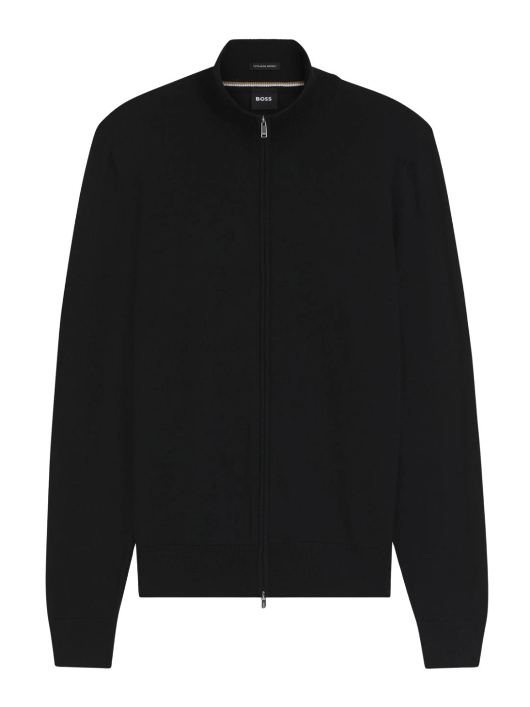 Maglia in merinos con full zip 50571915 10283216 01 001 BOSS Black 