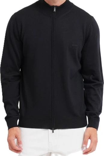 Maglia in merinos con full zip 50571915 10283216 01 001 BOSS Black 