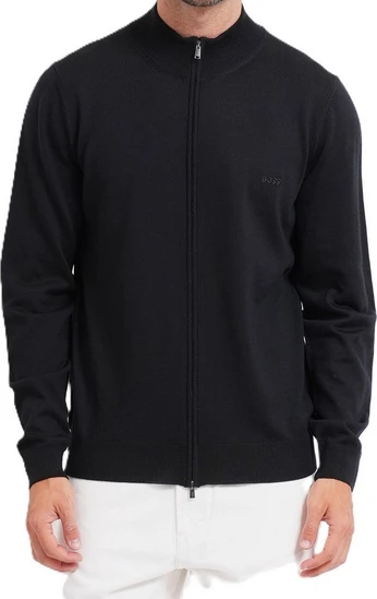 Maglia in merinos con full zip 50571915 10283216 01 001 BOSS Black 