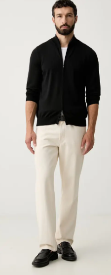 Maglia in merinos con full zip 50571915 10283216 01 001 BOSS Black 
