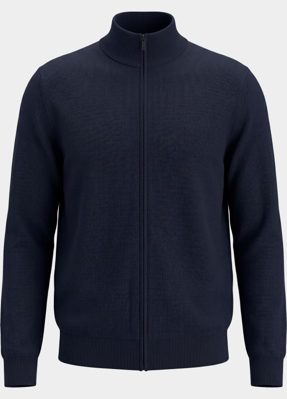 Maglia in merinos con full zip 50571915 10283216 01 404 BOSS Dark blue 