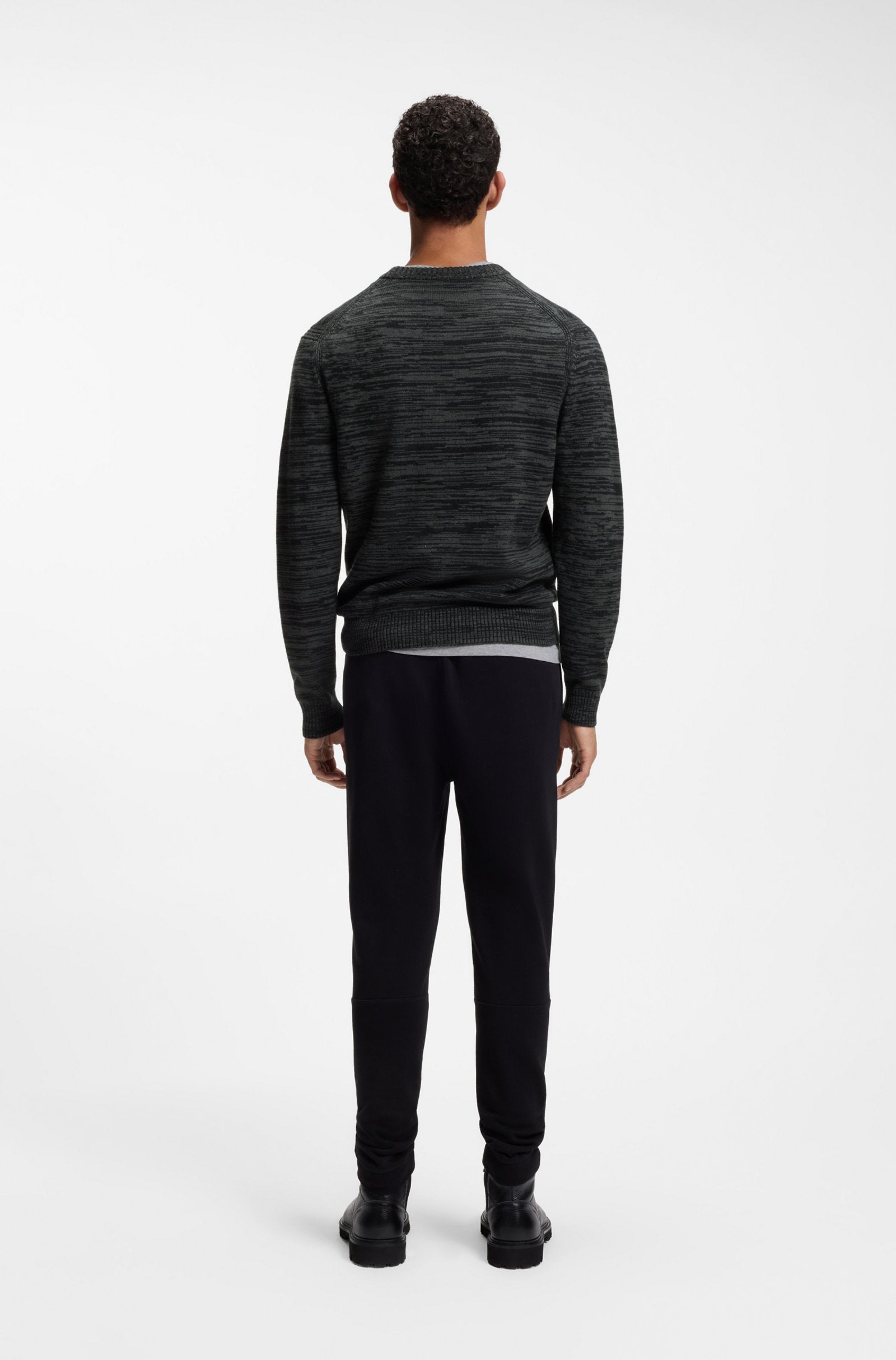 Maglione mouliné in lana vergine e cotone 50571943 10283077 001 BOSS Black 