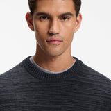 Maglione mouliné in lana vergine e cotone 50571943 10283077 404 BOSS Dark blue 