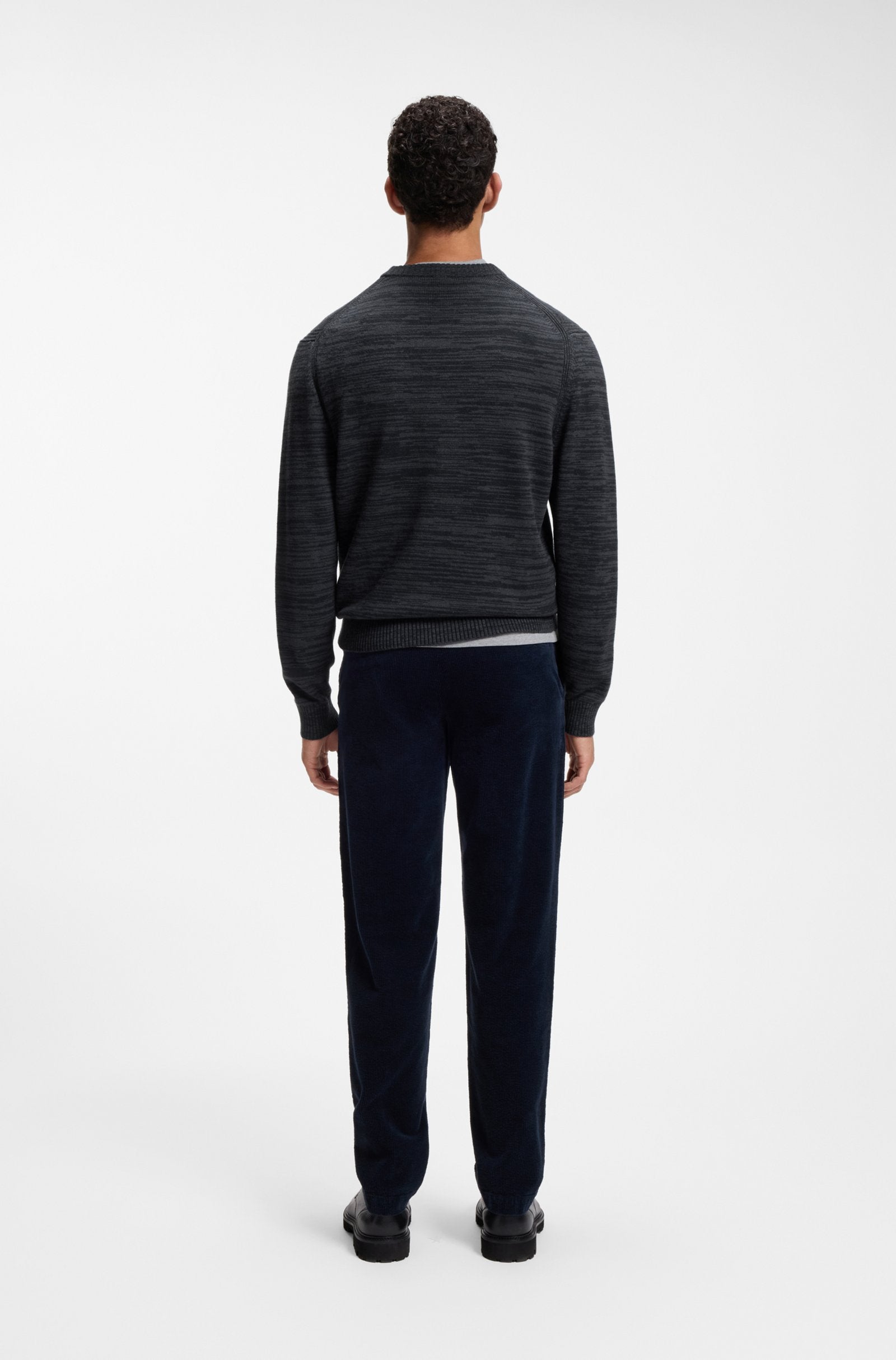 Maglione mouliné in lana vergine e cotone 50571943 10283077 404 BOSS Dark blue 