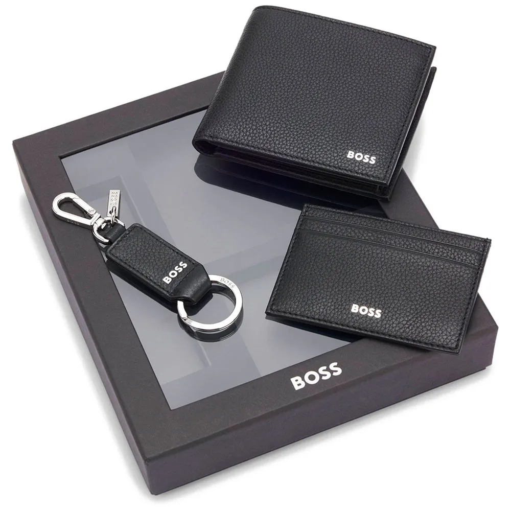 Set portafoglio portacarte e portachiavi 50573557 10283678 001 BOSS Black 