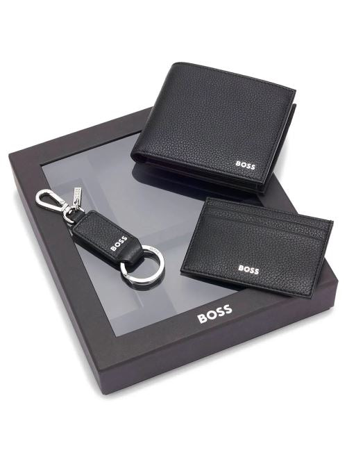 Set portafoglio portacarte e portachiavi 50573557 10283678 001 BOSS Black 