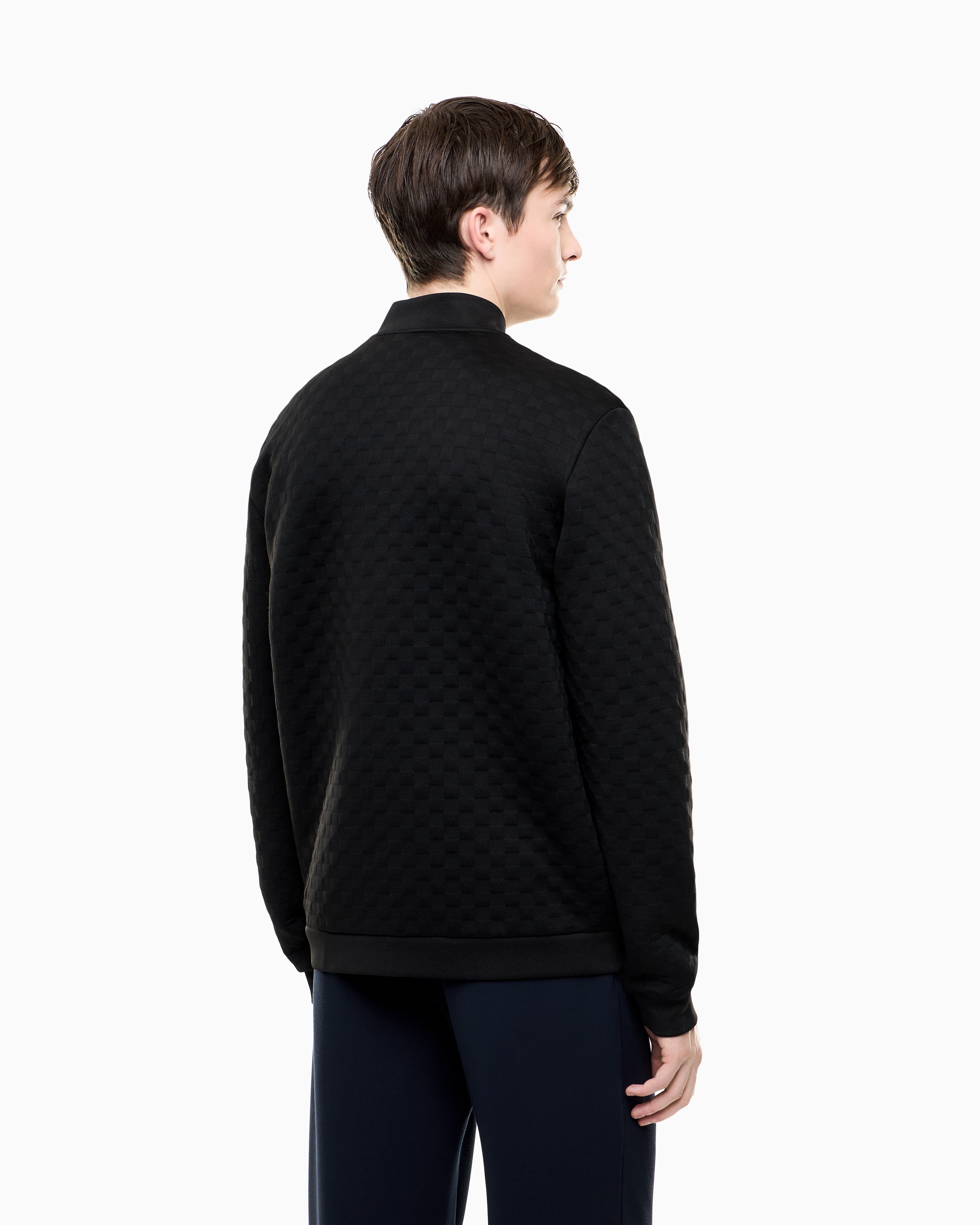 Felpa fullzip in jersey con dettagli in maglia<BR/> 7M002246 AF26241 UC001 EA7 Black 