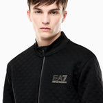 Felpa fullzip in jersey con dettagli in maglia<BR/> 7M002246 AF26241 UC001 EA7 Black 