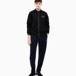 Felpa fullzip in jersey con dettagli in maglia<BR/> 7M002246 AF26241 UC001 EA7 Black 