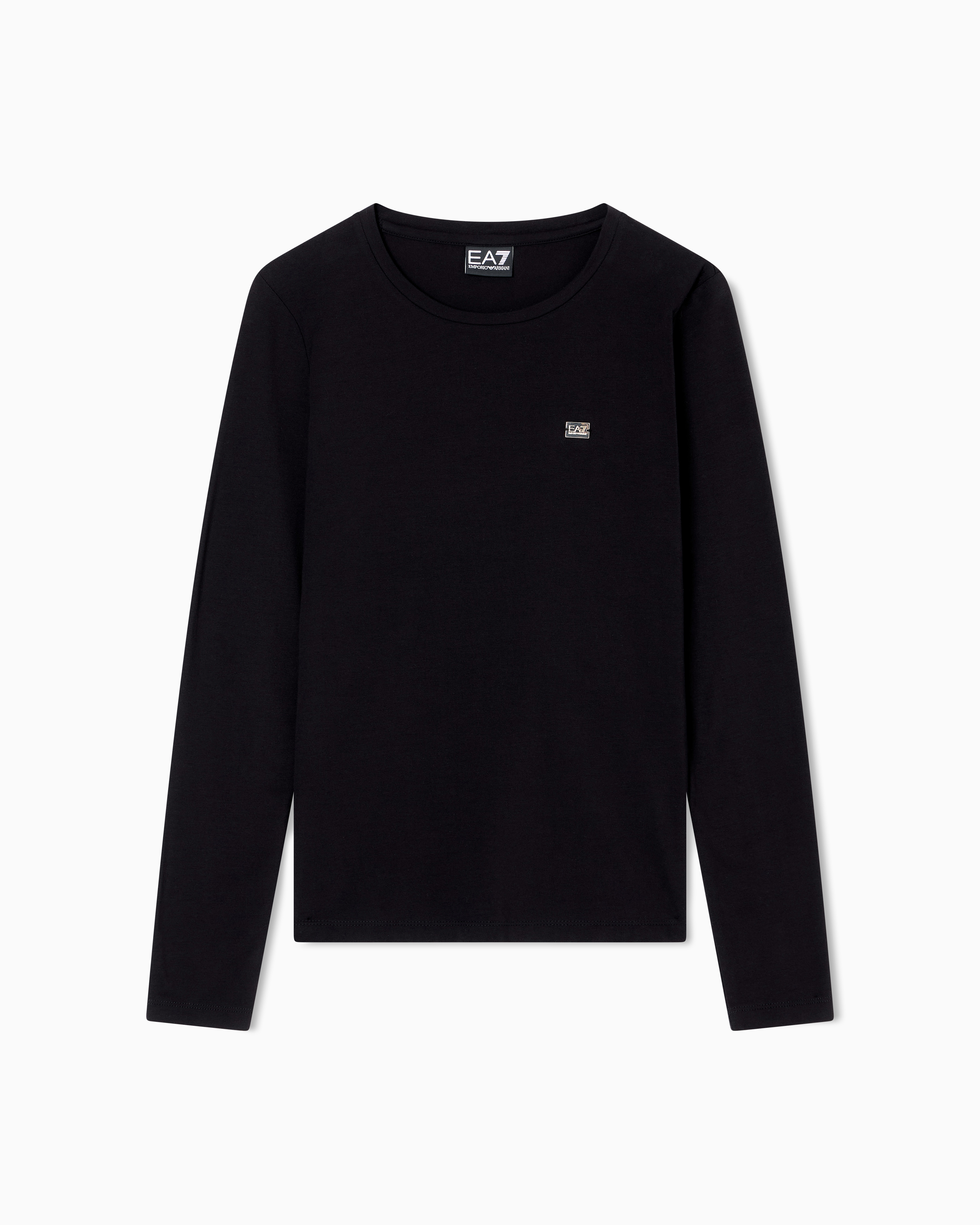 T-Shirt a maniche lunghe in jersey di cotone 7W000456 AF10373 UC001 EA7 Black 