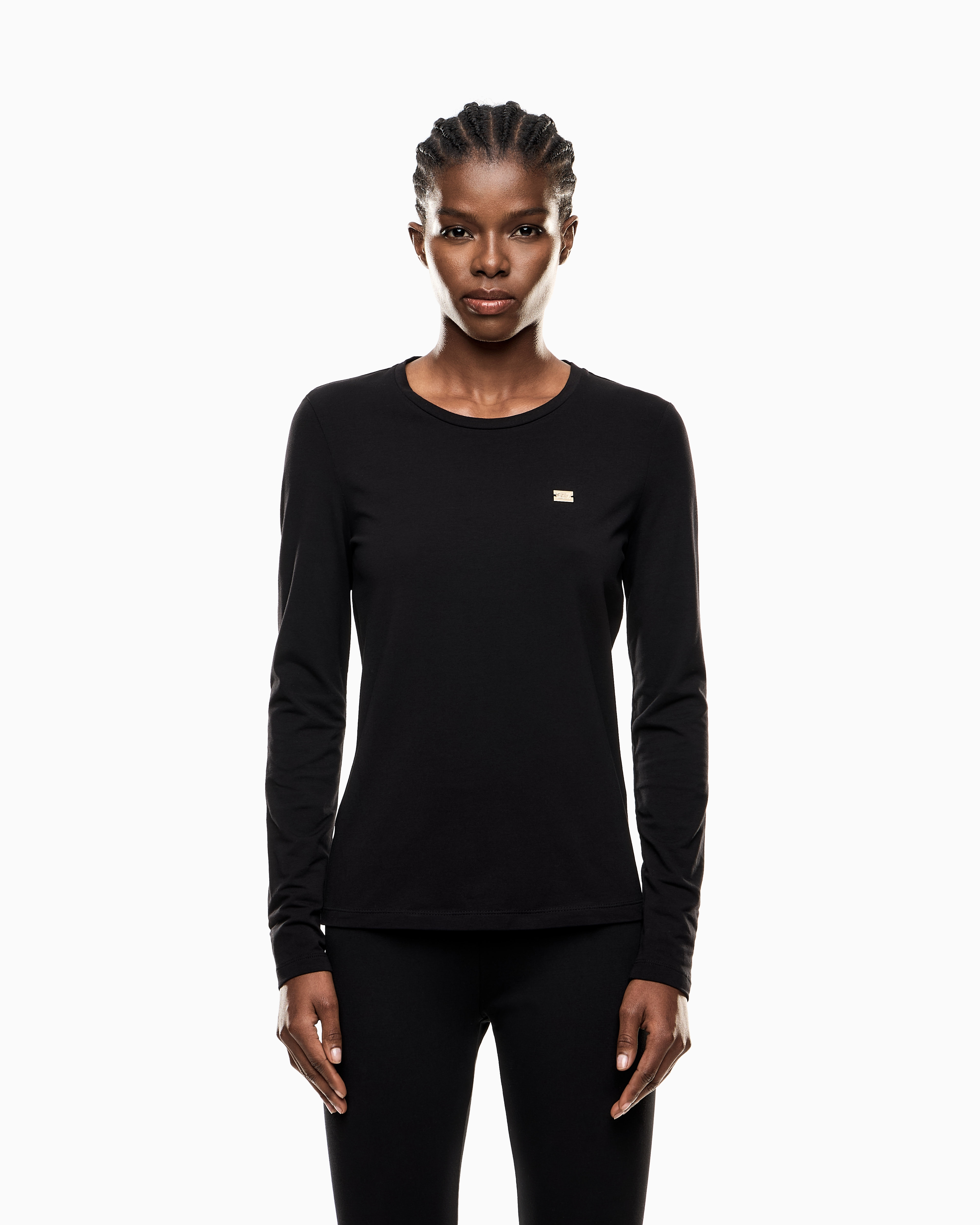 T-Shirt a maniche lunghe in jersey di cotone 7W000456 AF10373 UC001 EA7 Black 