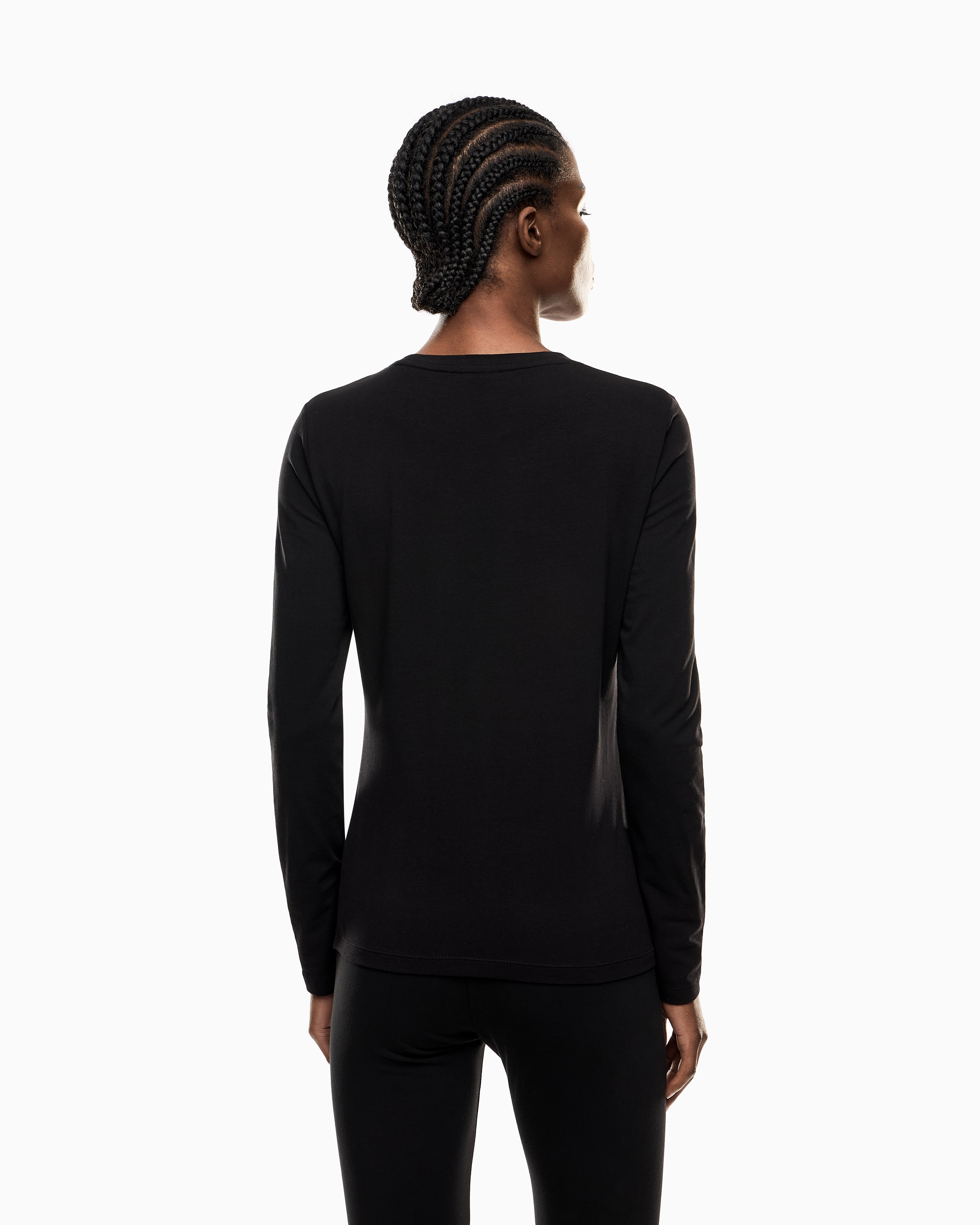 T-Shirt a maniche lunghe in jersey di cotone 7W000456 AF10373 UC001 EA7 Black 