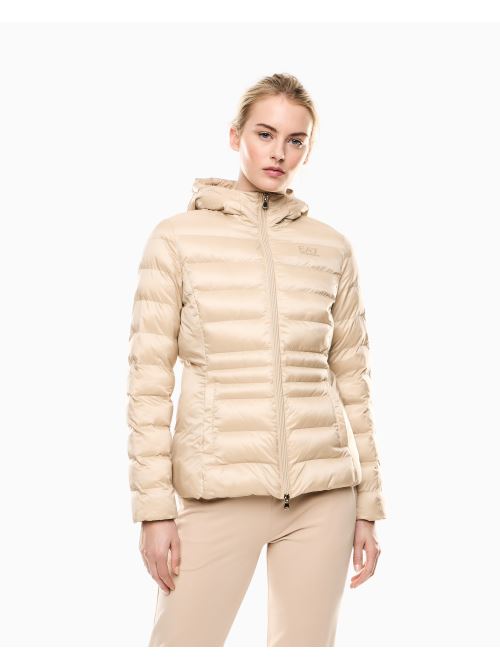 Piumino con cappuccio 7W000684 AF12475 U1046 EA7 Beige 